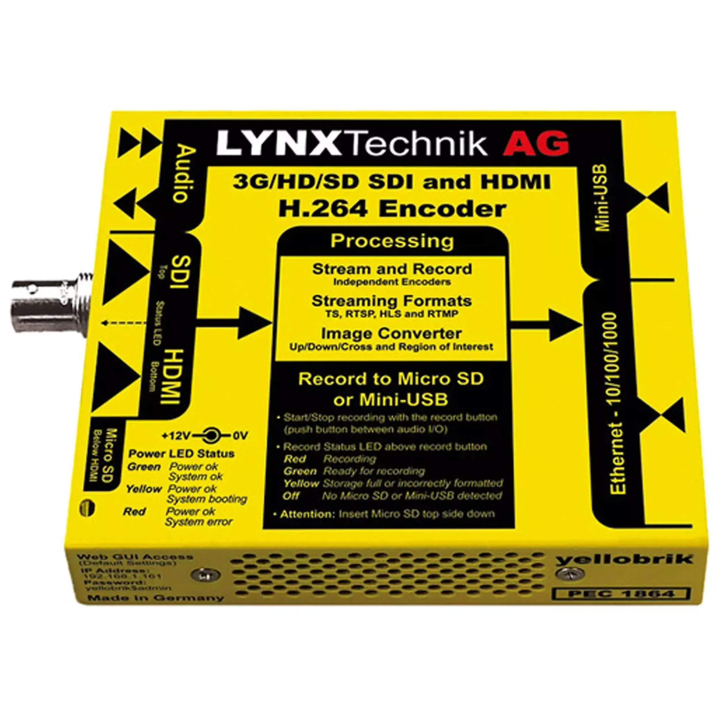 LYNX PEC 1864 3Gbit SDI/HDMI H.264 Streamer and Recorder