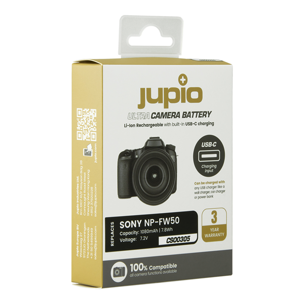 סוללה Jupio NP-FW50 *ULTRA* (USB-C input) 1080mAh