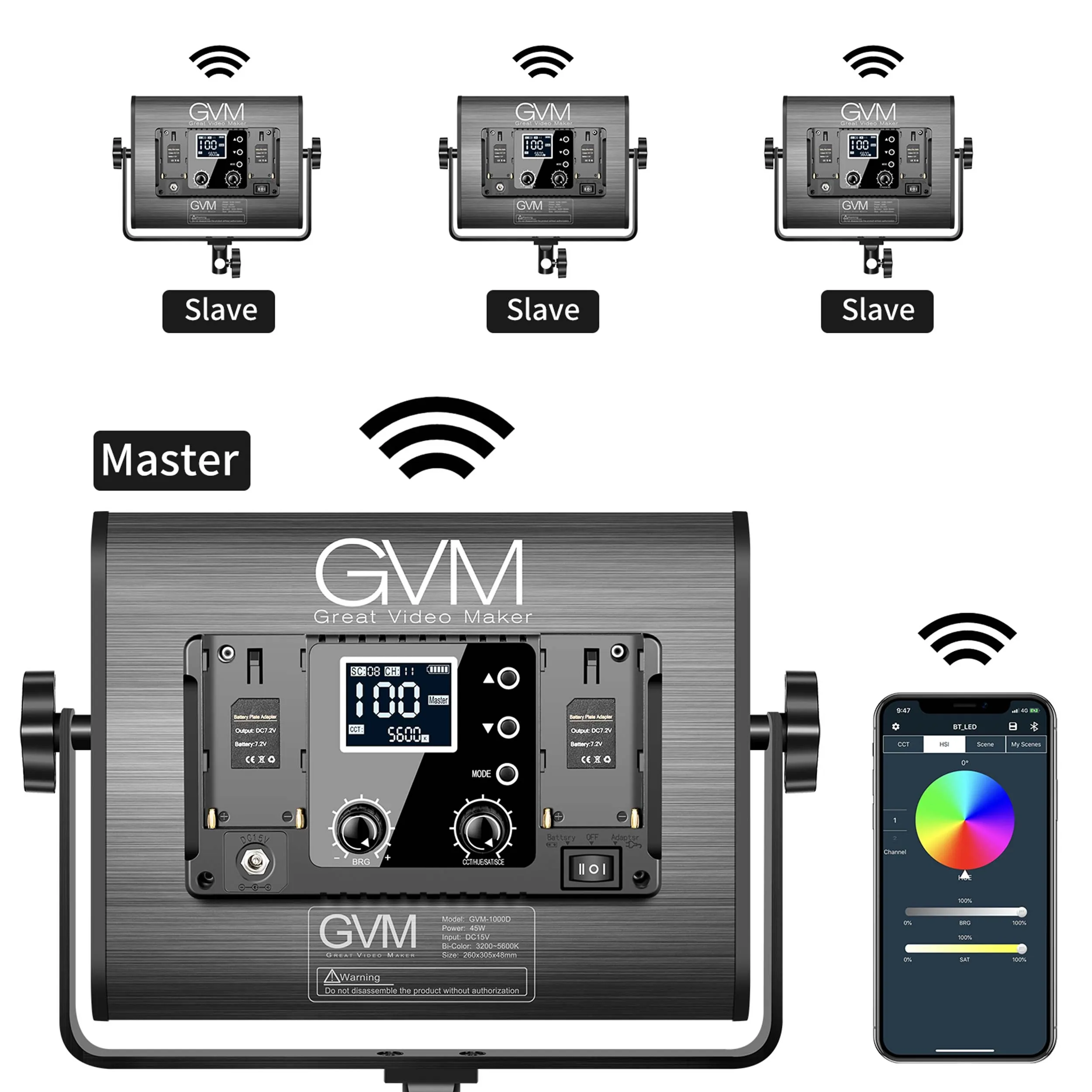 קיט 2 פנסי לד צבעוני RGB לאולפן GVM-1000D