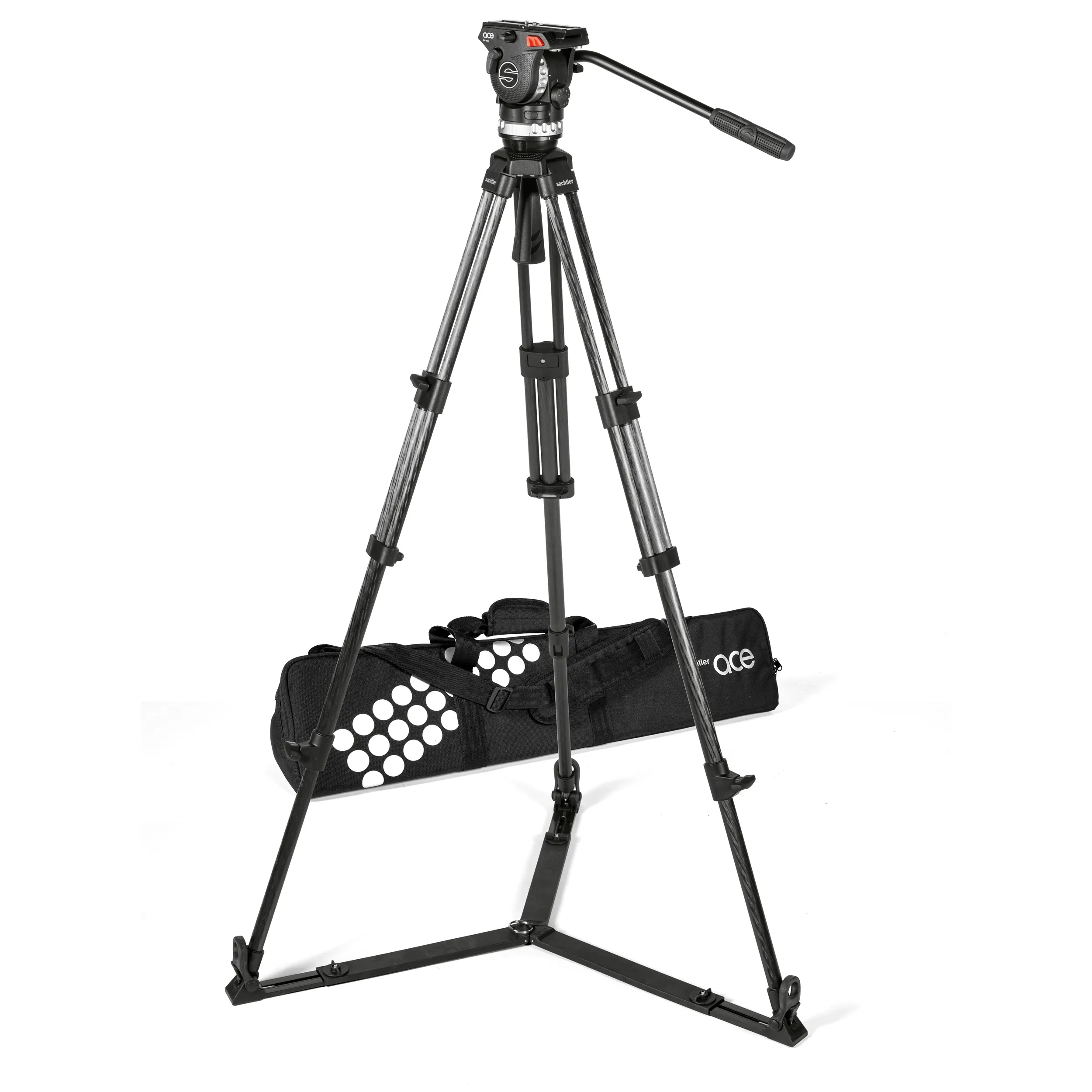 חצובת סיבי פחמן וראש Sachtler Ace XL בעלת ספרדר תחתון