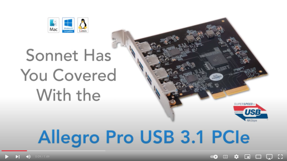 Sonnet Allegro Pro 4-Port USB 3.2 Gen 2 Type-A PCIe Card