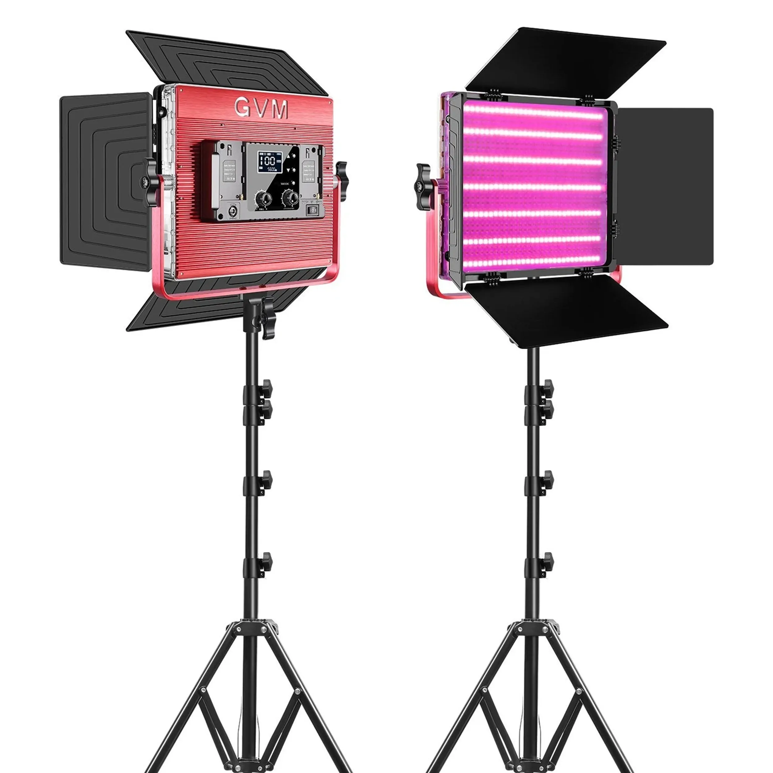קיט 2 פנסי לד צבעוני RGB לאולפן GVM-1200D