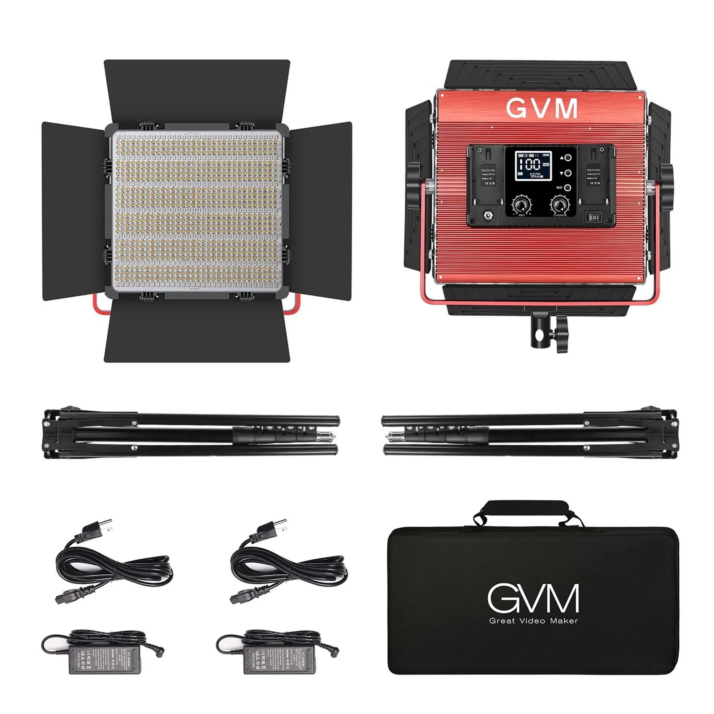 קיט 2 פנסי לד צבעוני RGB לאולפן GVM-1200D