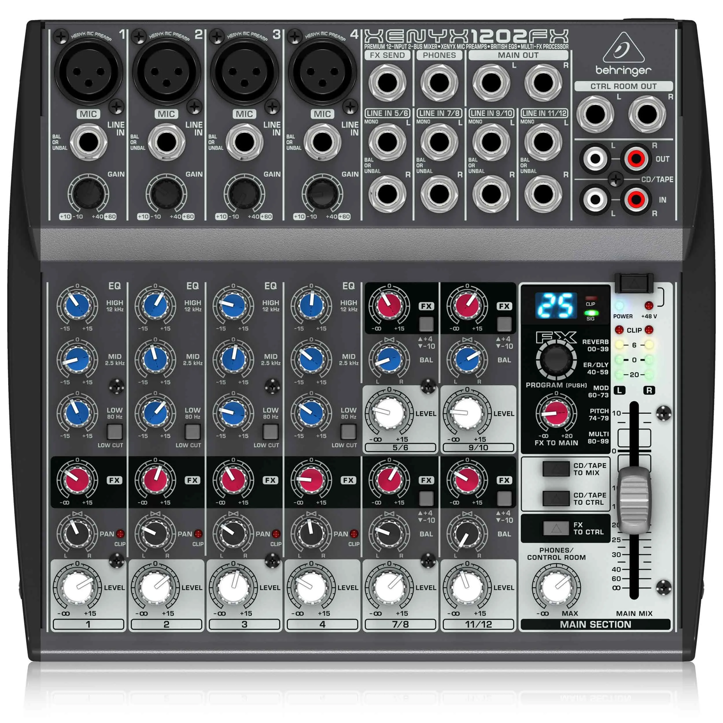 מיקסר 12 כניסות עם אפקטים מובנים Behringer Xenyx 1202FX