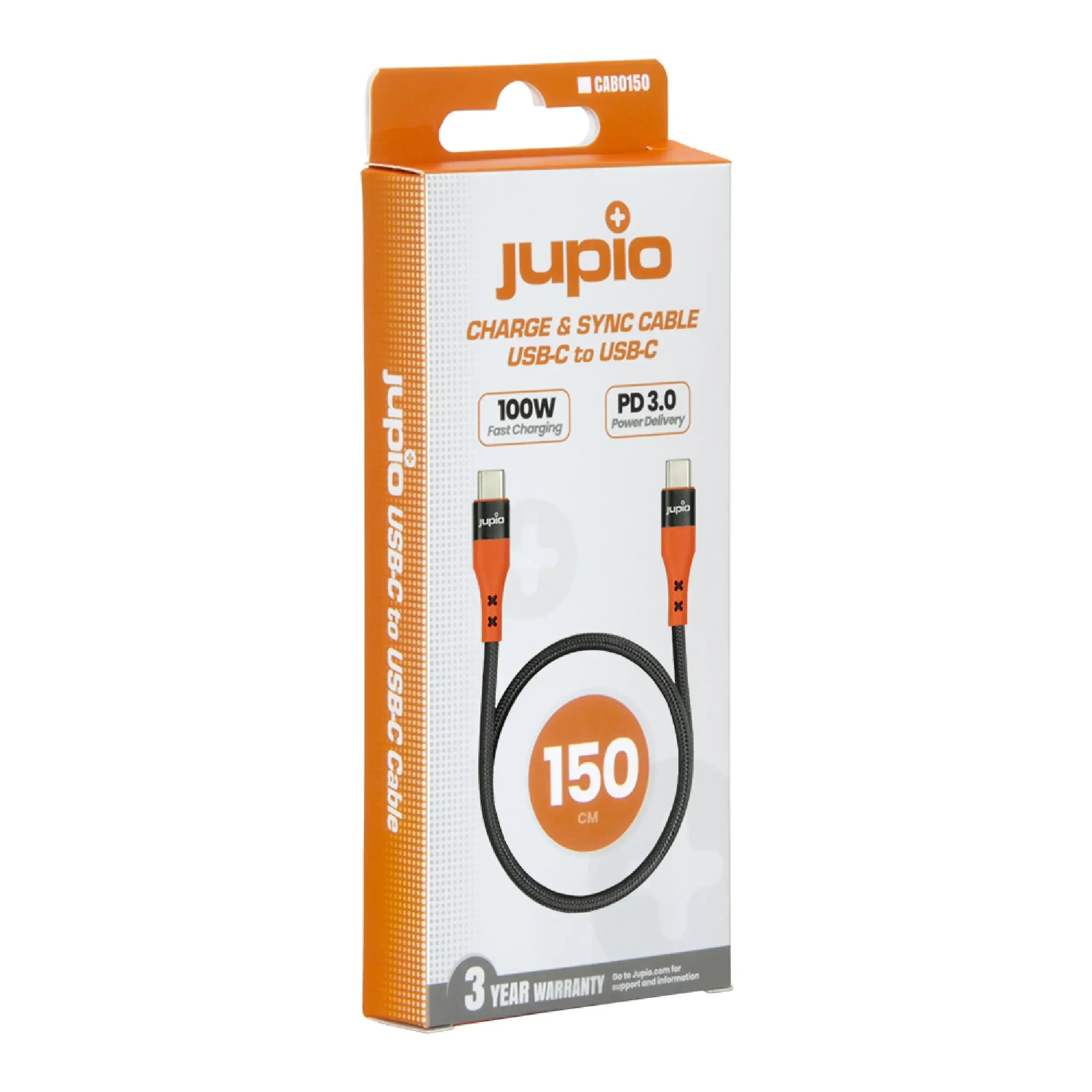 כבל Jupio USB-C to USB-C cable 150cm (100W USB 2.0)
