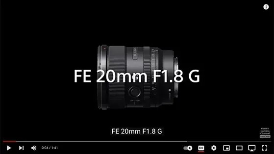 עדשת Sony FE 20mm f/1.8 G Lens