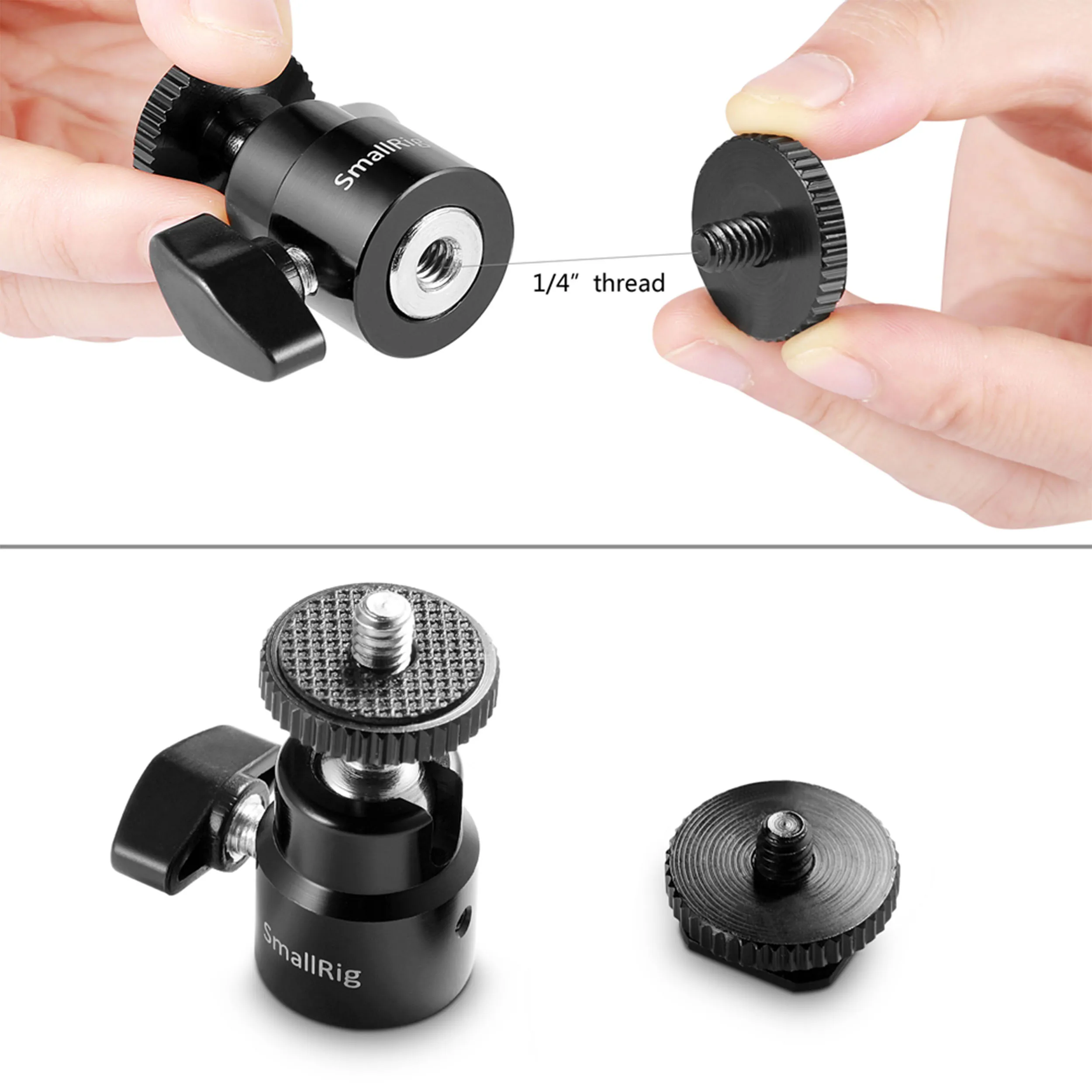 זוג ראשים כדוריים נעל קרה עם הברגה 1/4" SmallRig 2059