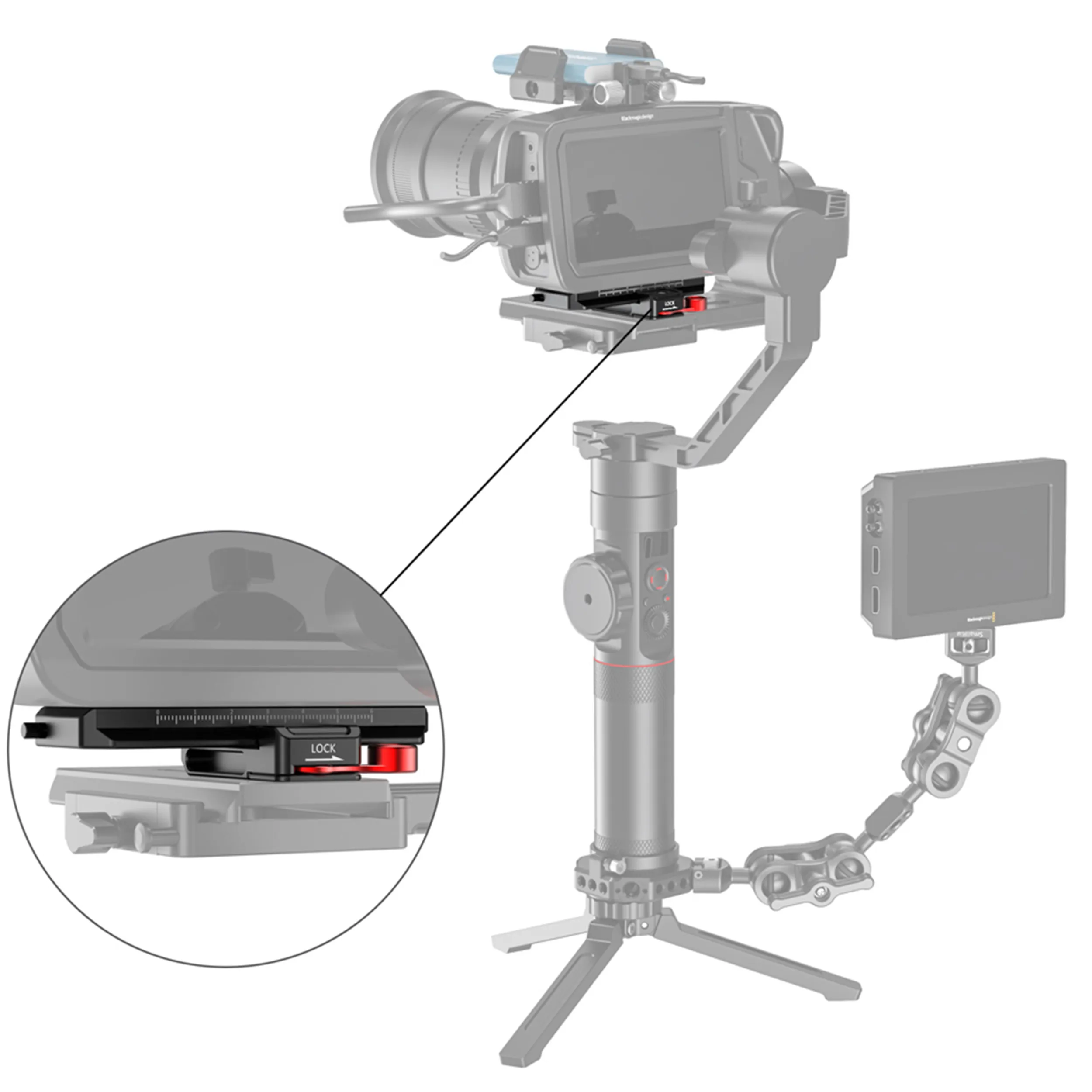 מחבר מתאם מצלמות Pocket 4K/6K לגימבל RoninS/Moza Air 2 מבית Small Rig BSS2403