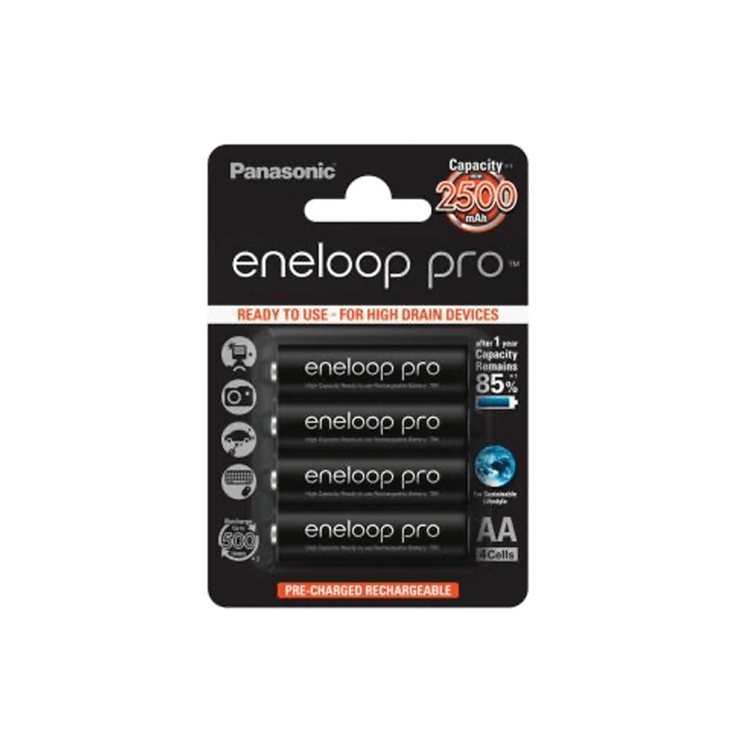 4 סוללות Panasonic Eneloop Pro 2500mAh AA