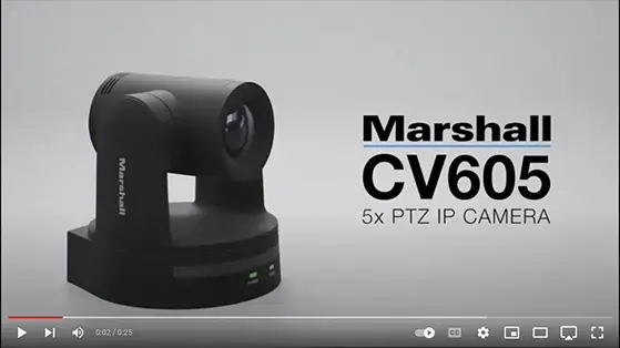 מצלמת HD PTZ שחורה זום 5X חיבורים Marshall CV605BK IP/3G-SDI