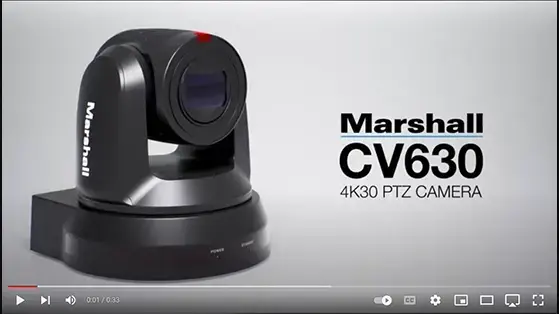מצלמת HD PTZ שחורה זום 30X חיבורים Marshall CV630-IP 3G-SDI/HDMI/IP