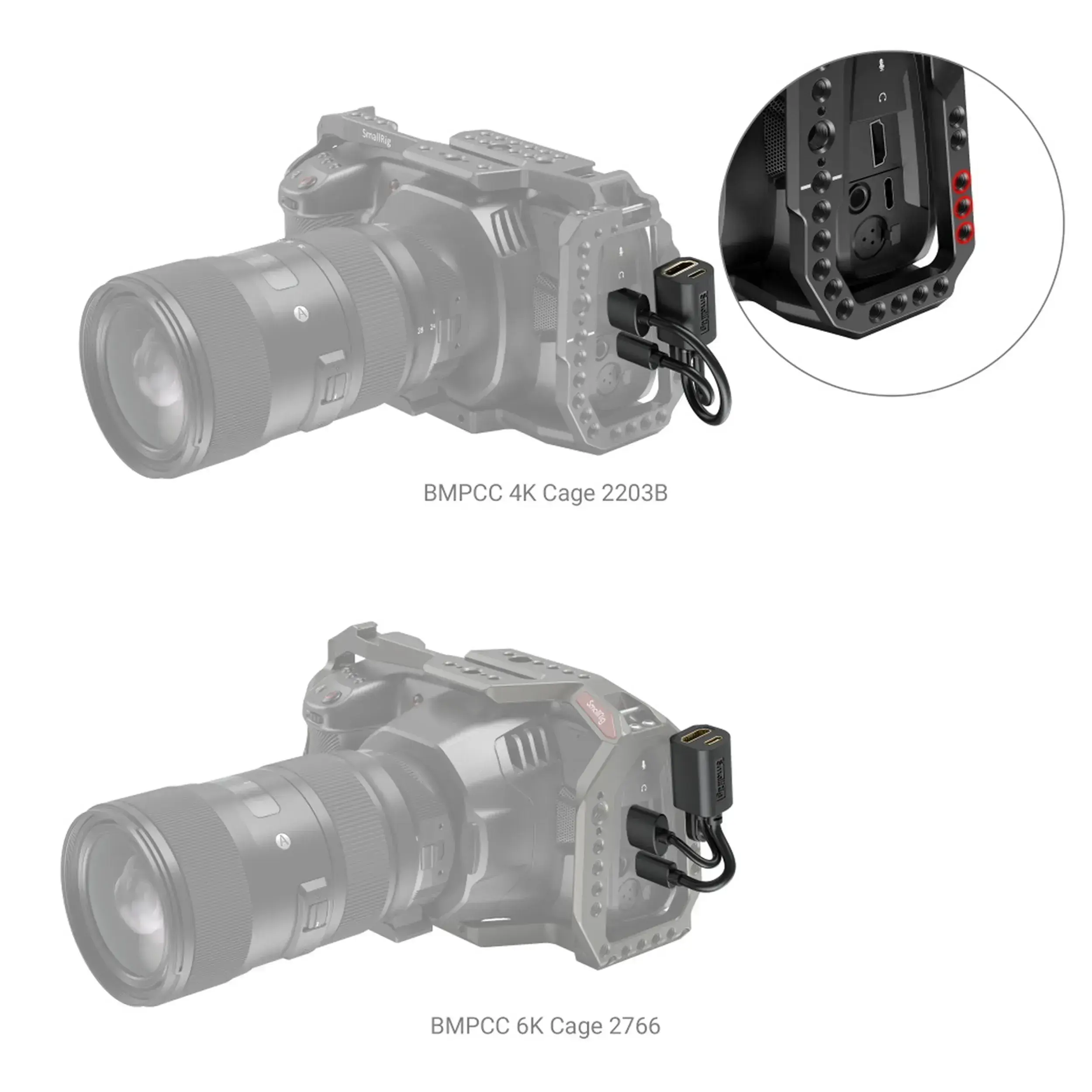 מחבר מאריך לכלוב HDMI & Type-C למצלמות BMPCC 4K&6K דגם SmallRig 2960
