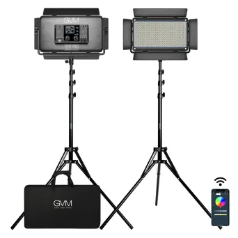 קיט 2 פנסי לד צבעוני RGB לאולפן GVM-1500D