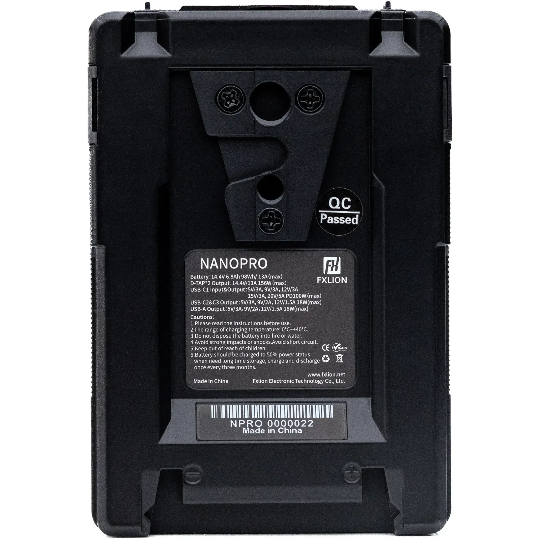 סוללת ליתיום  FXLION NANO PRO 14.8V/98Wh V-Mount