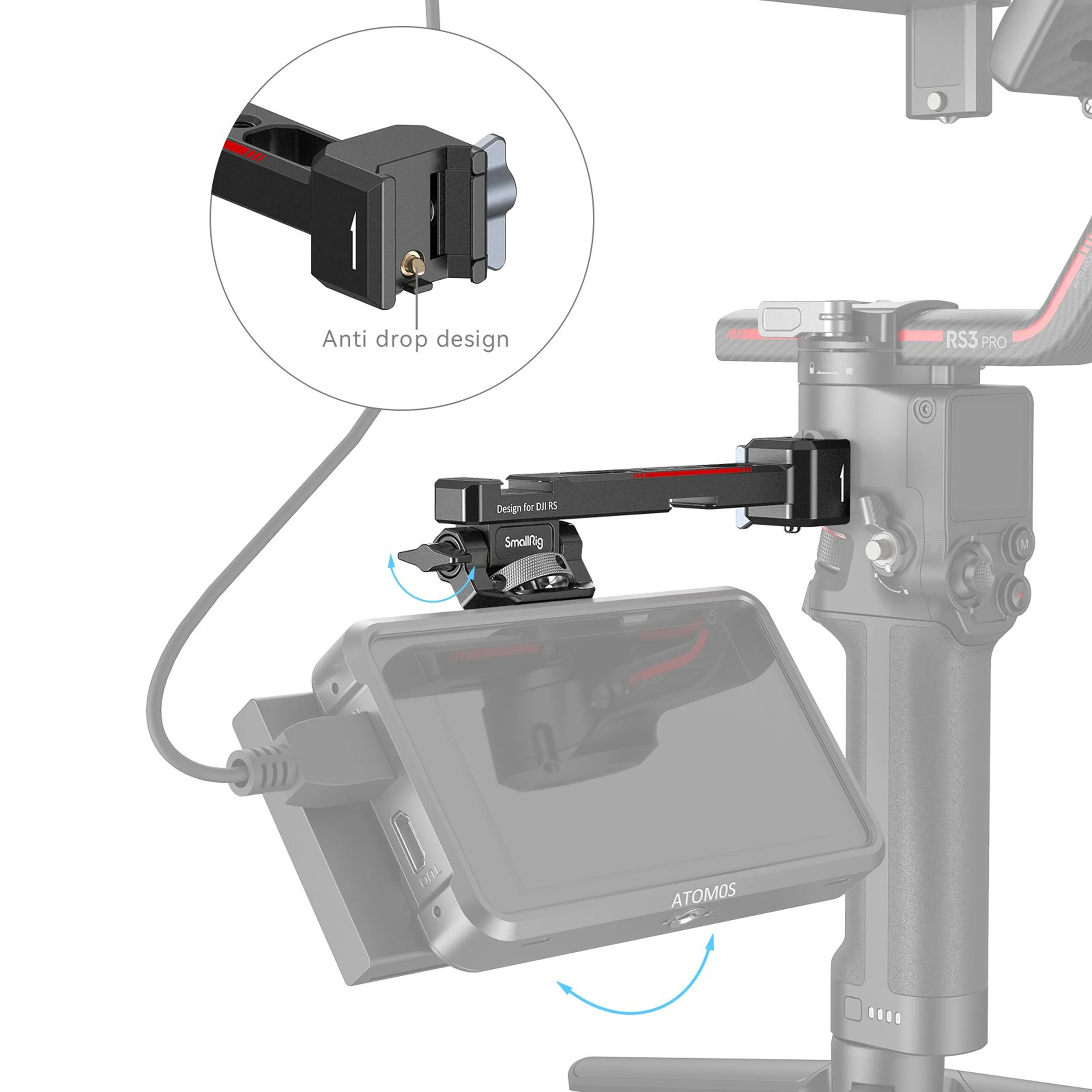 זרוע למוניטור עבור גימבלים SmallRig 3026B DJI RS 2/RSC 2/RS3/RS3 Mini /RSC3
