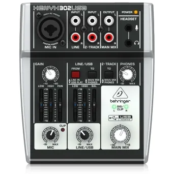מיקסר קומפקטי 3 כניסות עם ממשק Behringer Xenyx 302USB USB