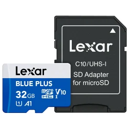 כרטיס זיכרון 32GB עם מתאם Lexar® Blue Plus microSDHC™ UHS-I SD