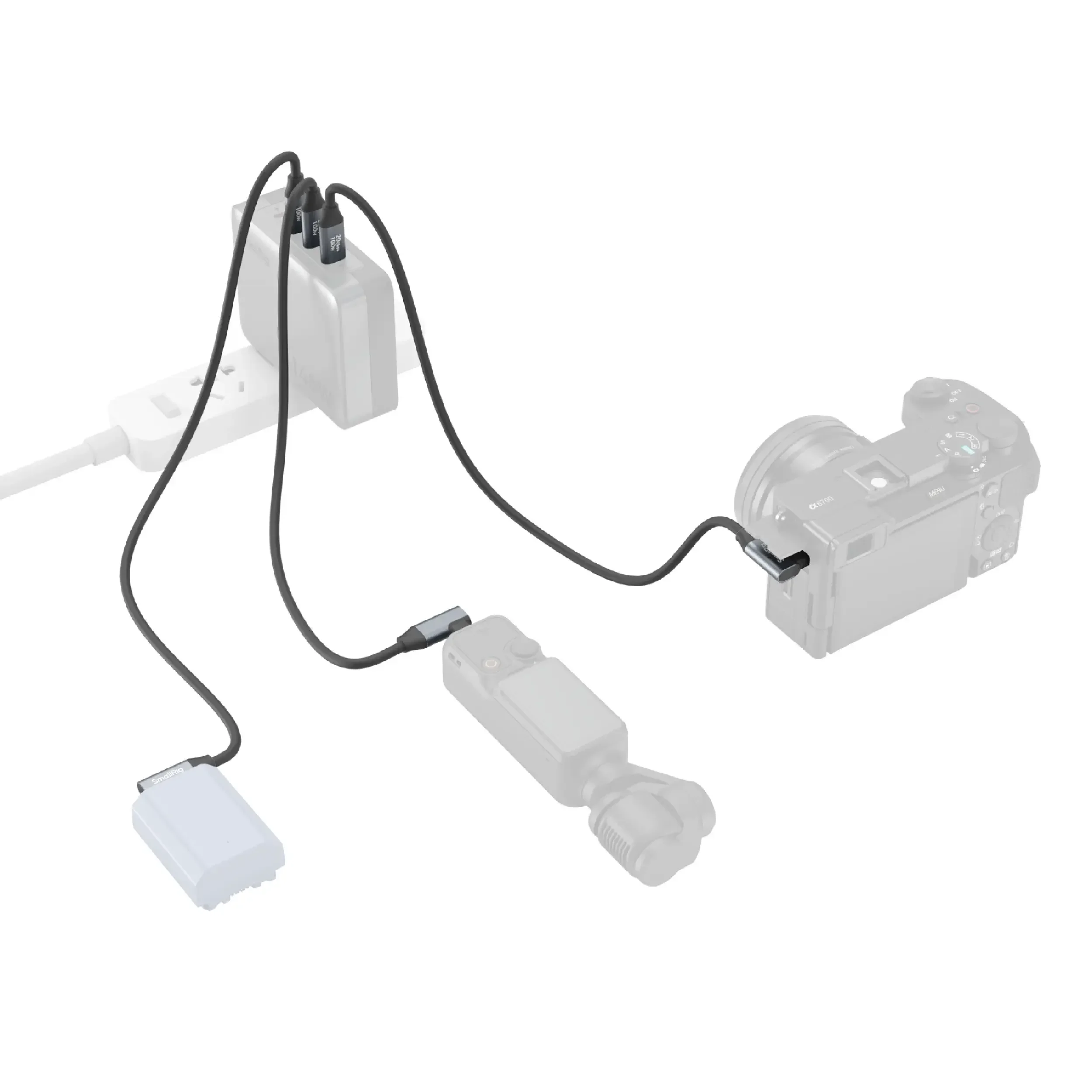 כבל USB-C 100W עם ראש זוויתי באורך 35 ס"מ SmallRig 4790