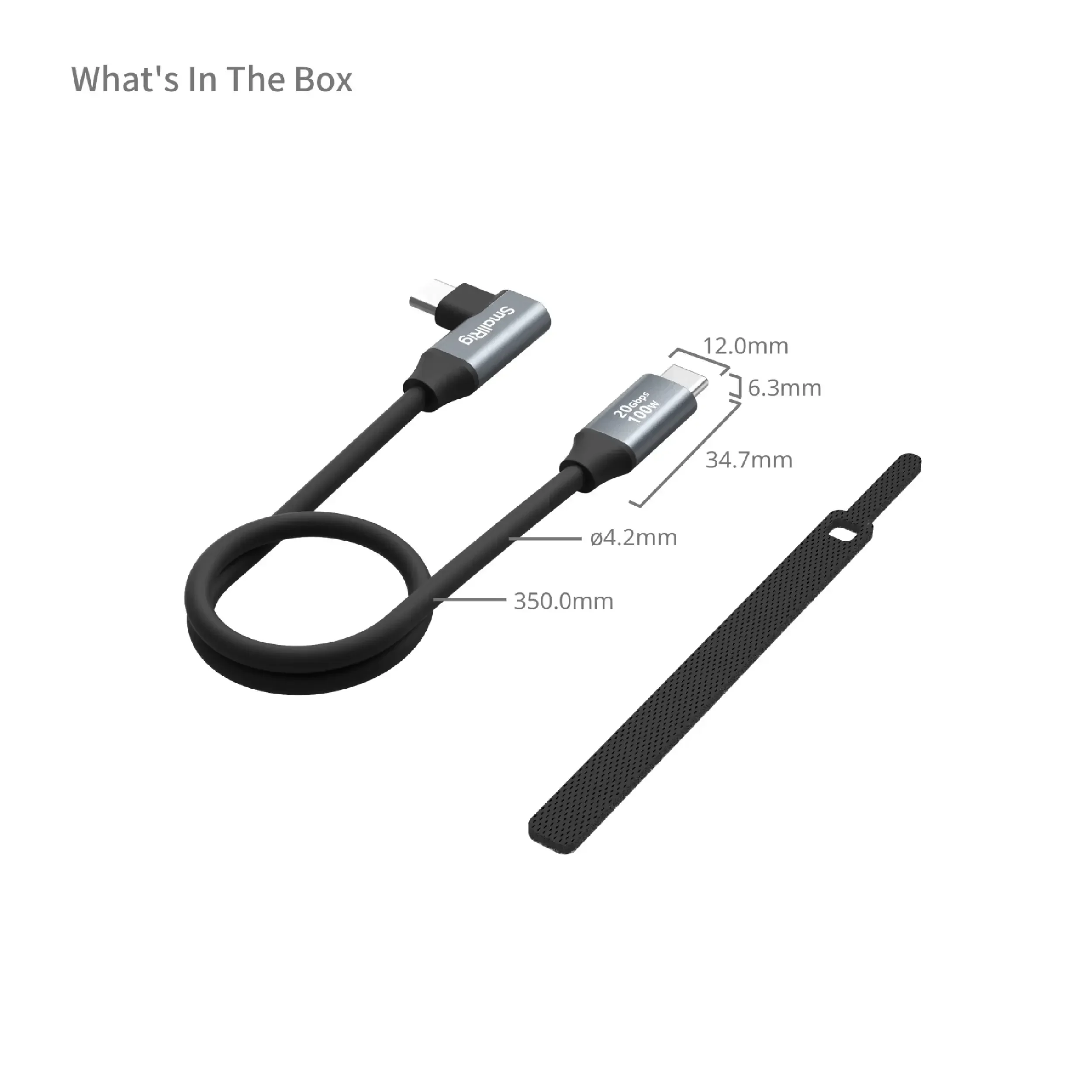 כבל USB-C 100W עם ראש זוויתי באורך 35 ס"מ SmallRig 4790