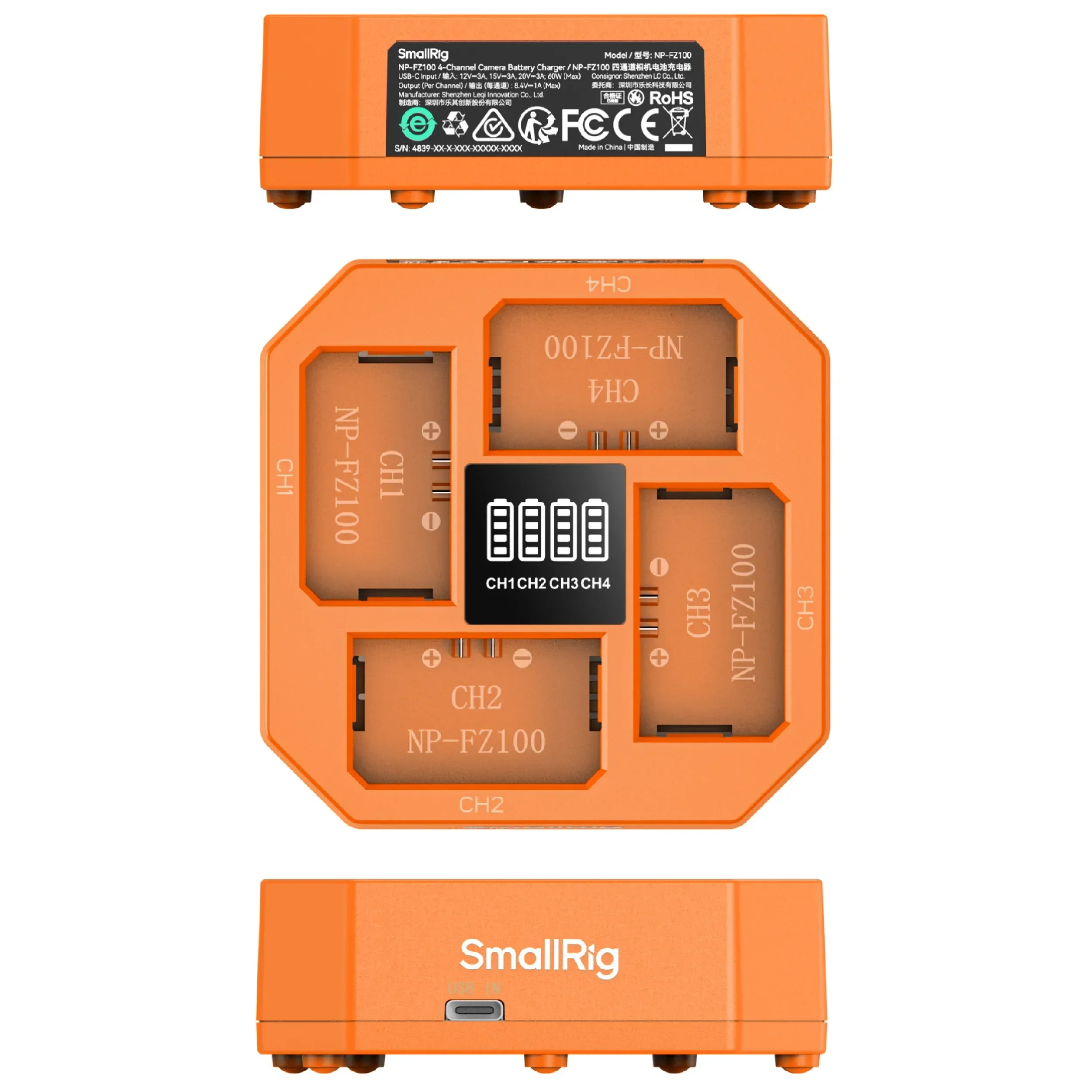 מטען USB ל-4 סוללות SmallRig 4839 NP-FZ100