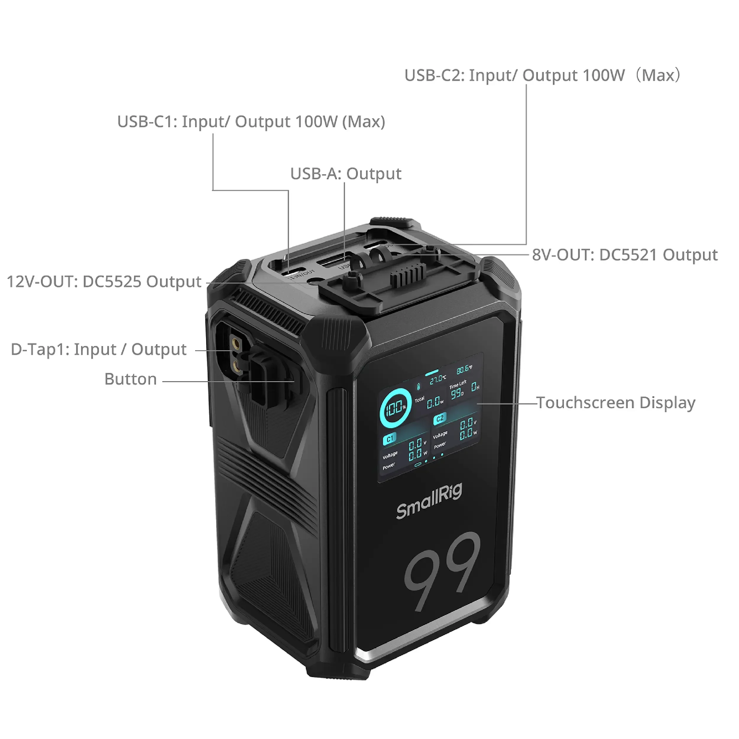 סוללה V-Mount חכמה מסך מגע SmallRig X99