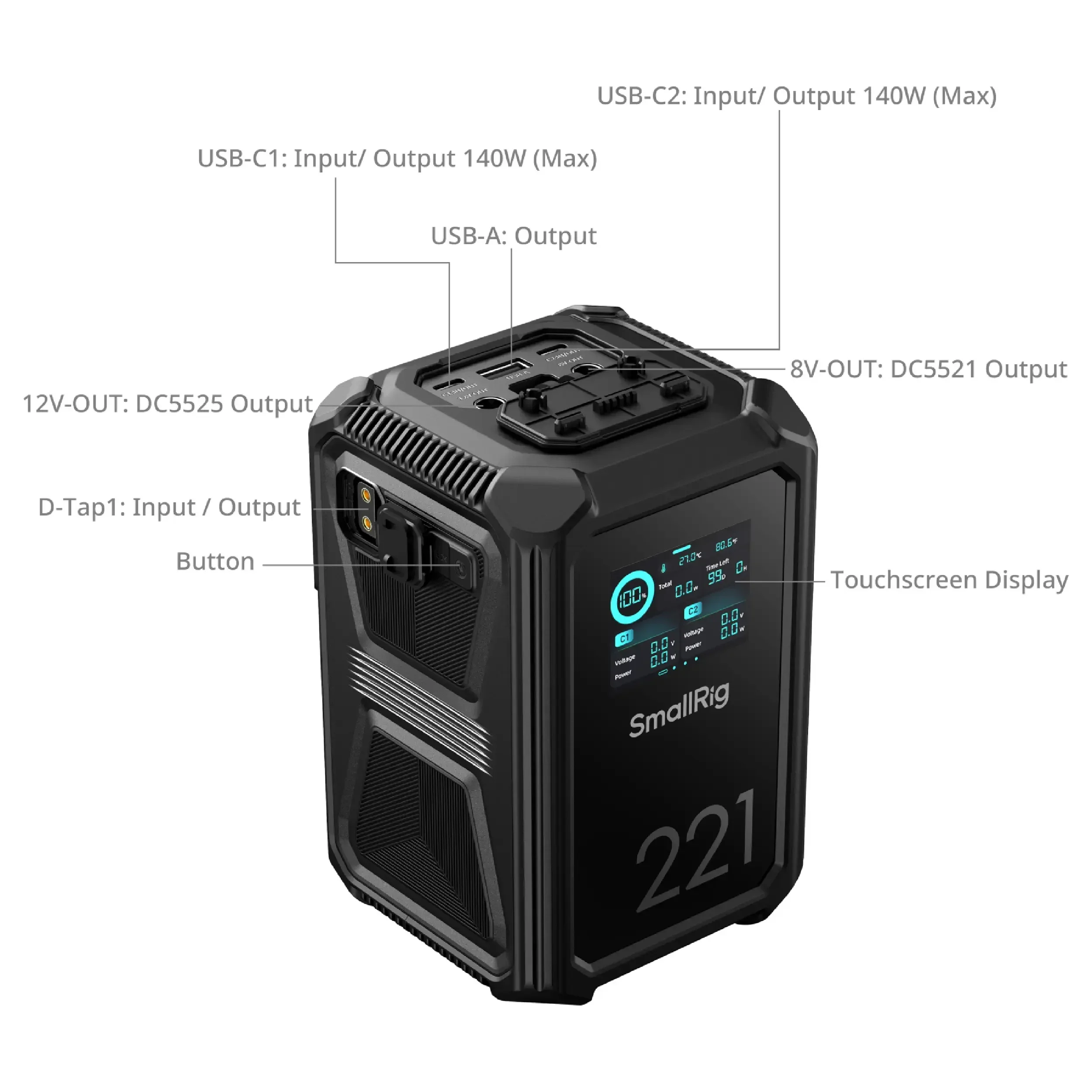 סוללה V-Mount חכמה מסך מגע SmallRig X221