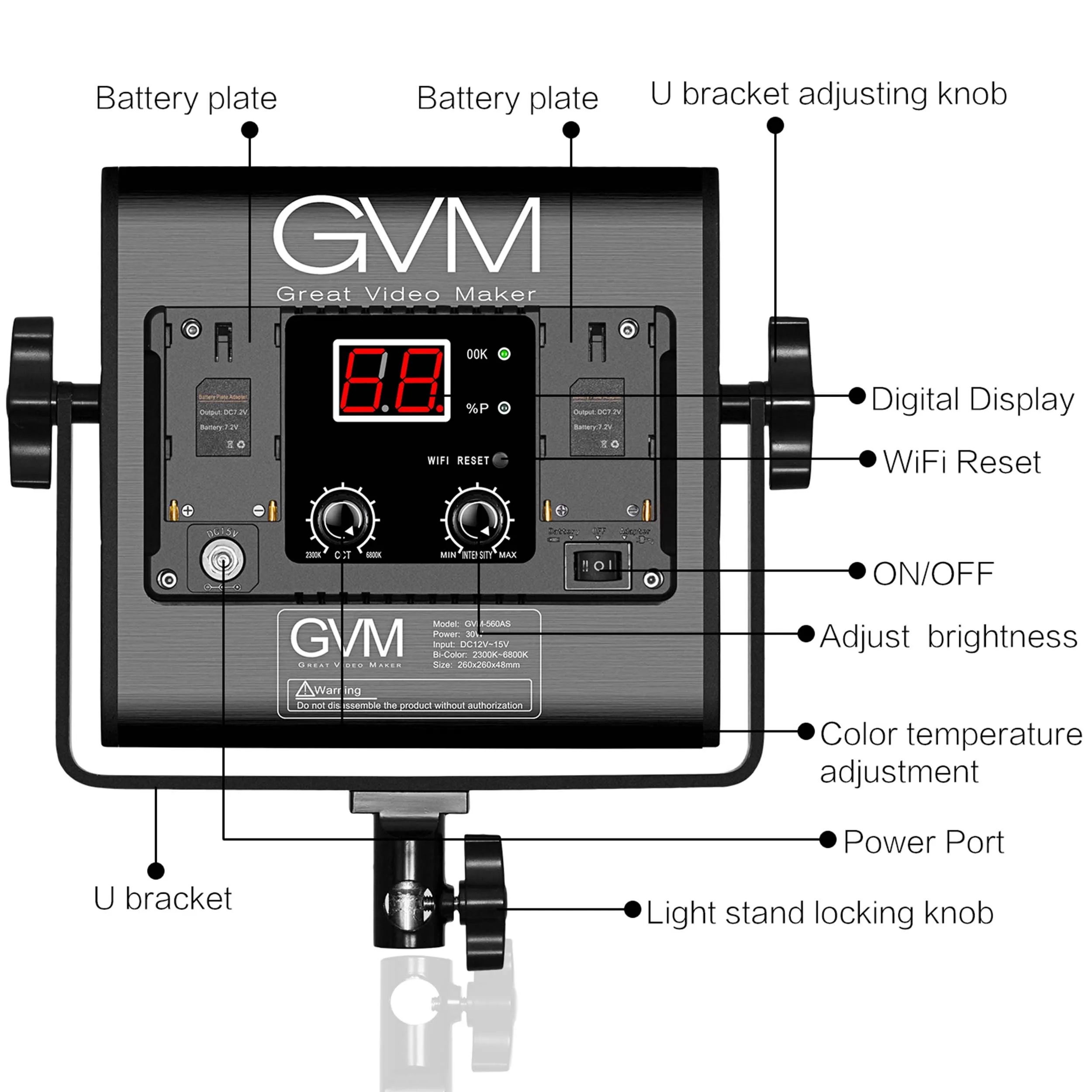 קיט 3 פנסי לד GVM 560AS Bi-Color