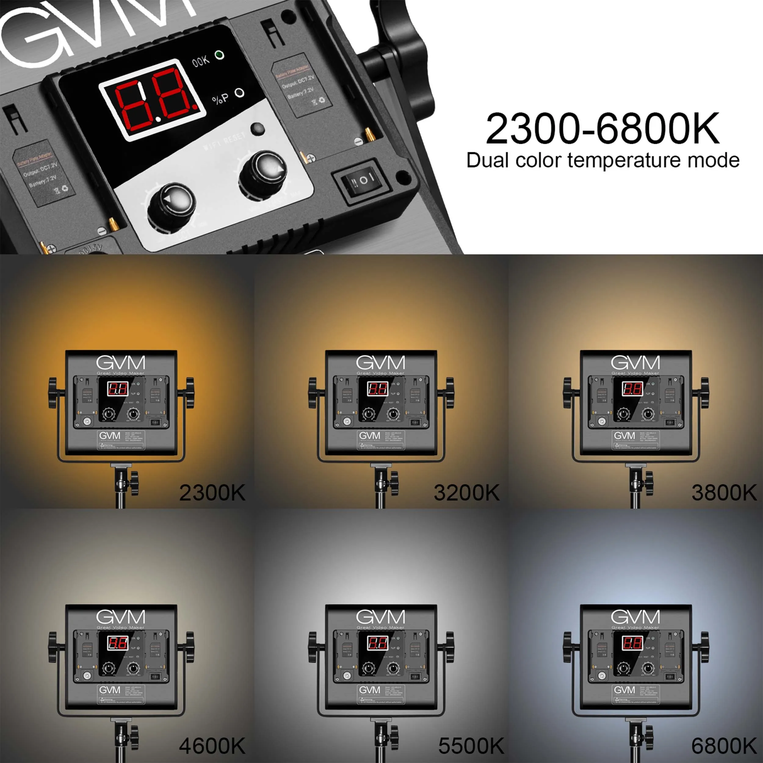 פנס לד GVM 560AS Bi-Color