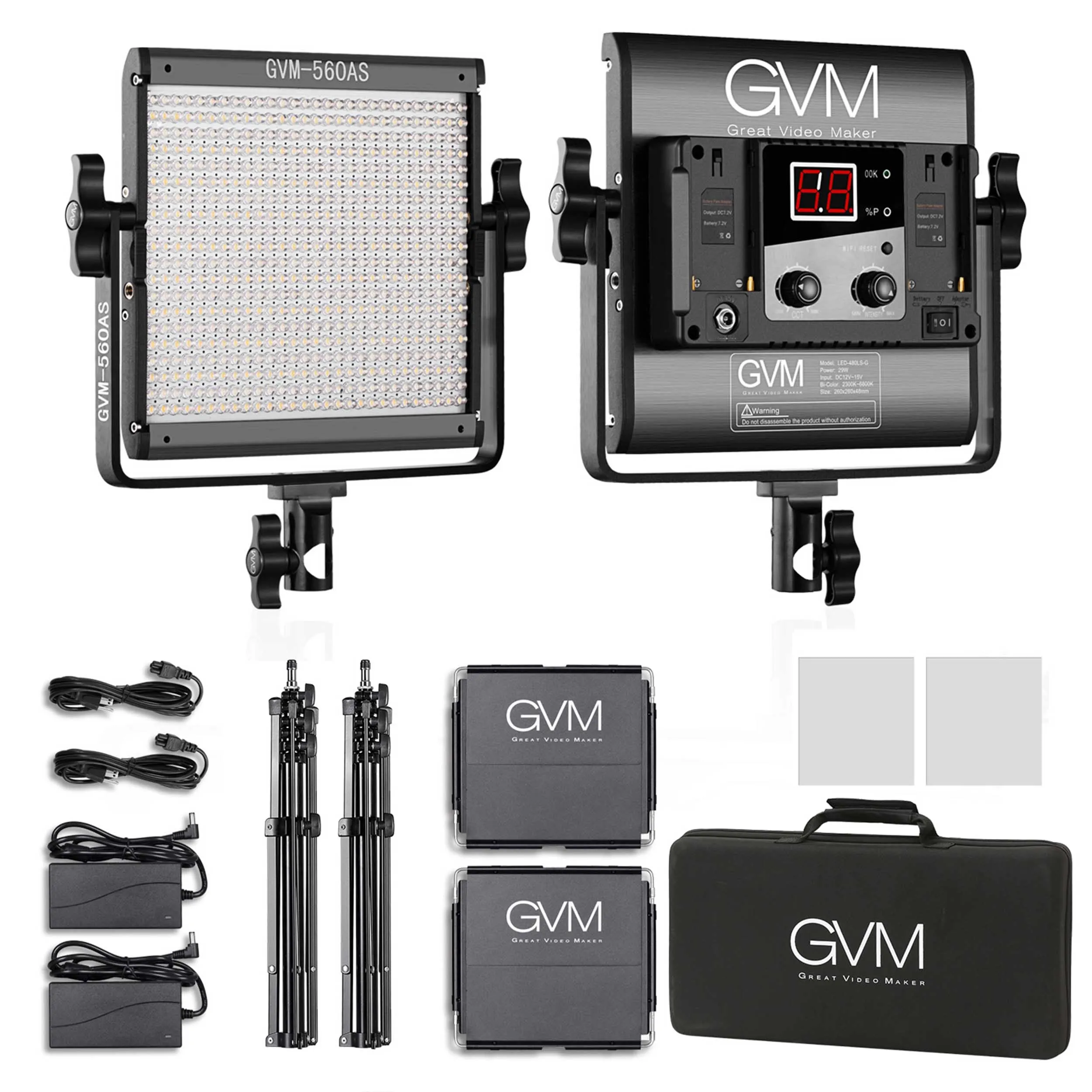 קיט 2 פנסי לד GVM 560AS Bi-Color