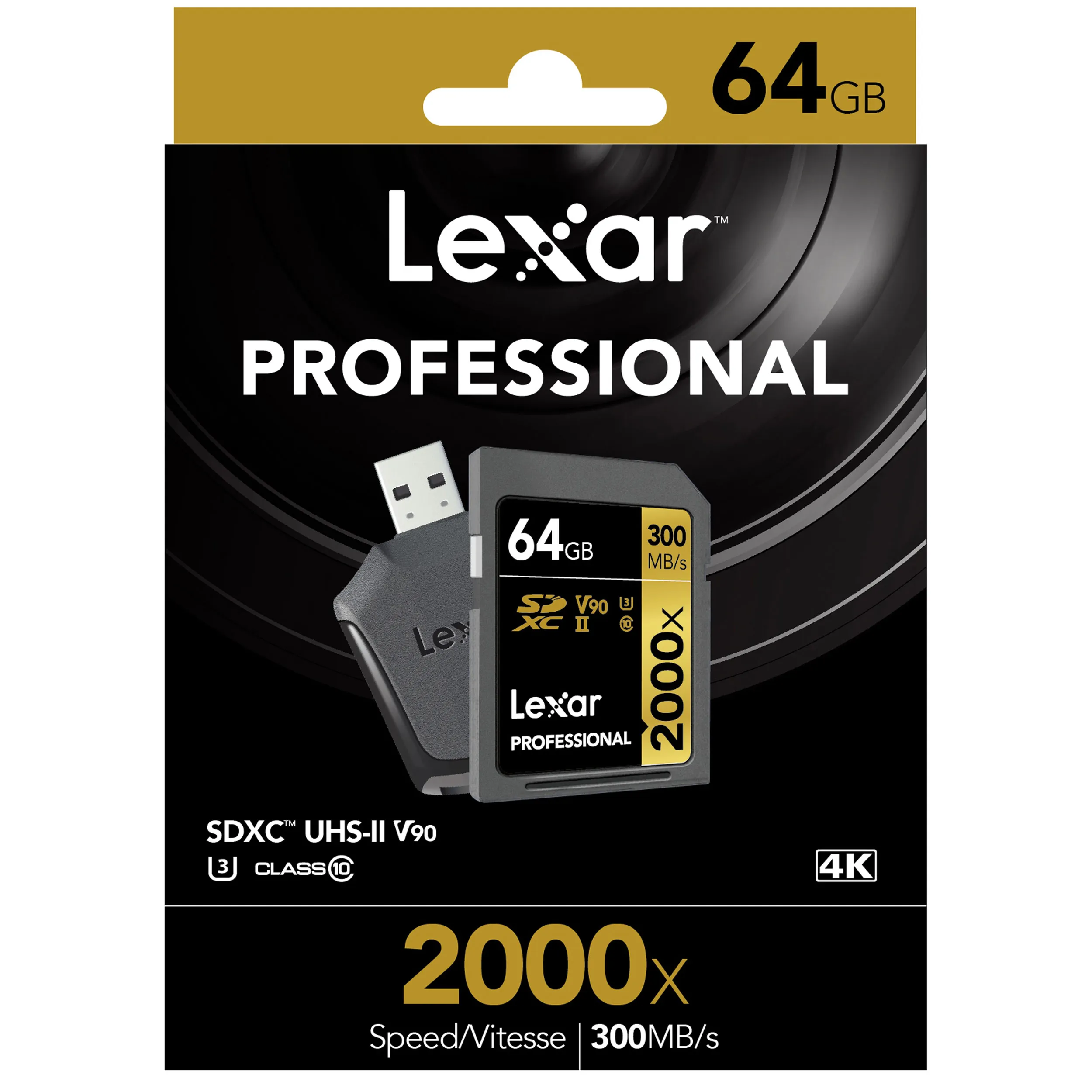 כרטיס זיכרון Lexar 64GB 2000x Professional SDXC UHS-II