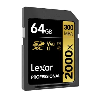 כרטיס זיכרון Lexar 64GB 2000x Professional SDXC UHS-II