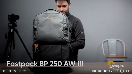 תיק גב למצלמה Lowepro Fastpack BP 250 AW III--שחור