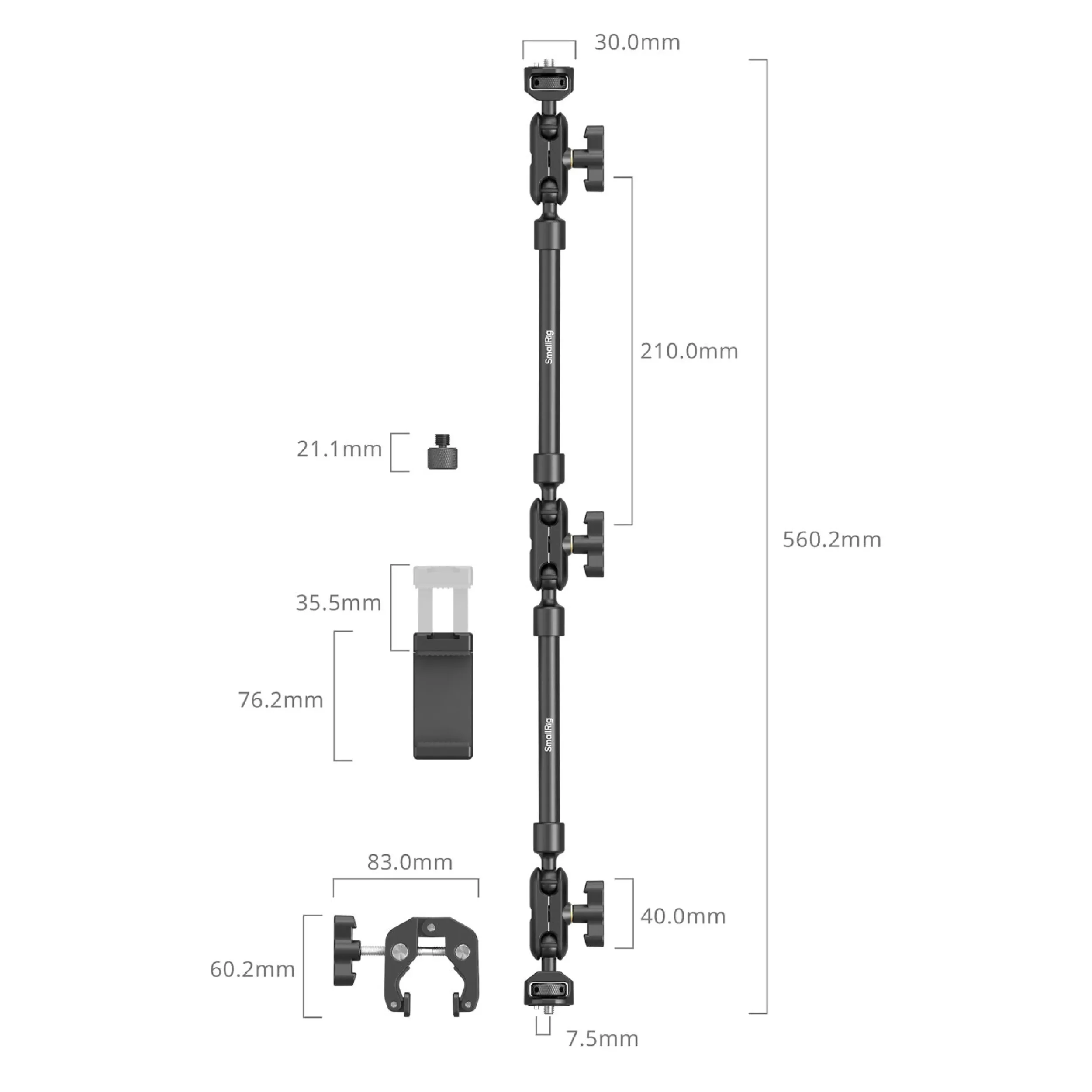 זרוע Magic Arm למצלמה עם תופסן SmallRig 4766