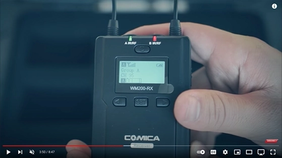 סט משדר מקלט אלחוטי 96 ערוצים Comica CVM-WM200C