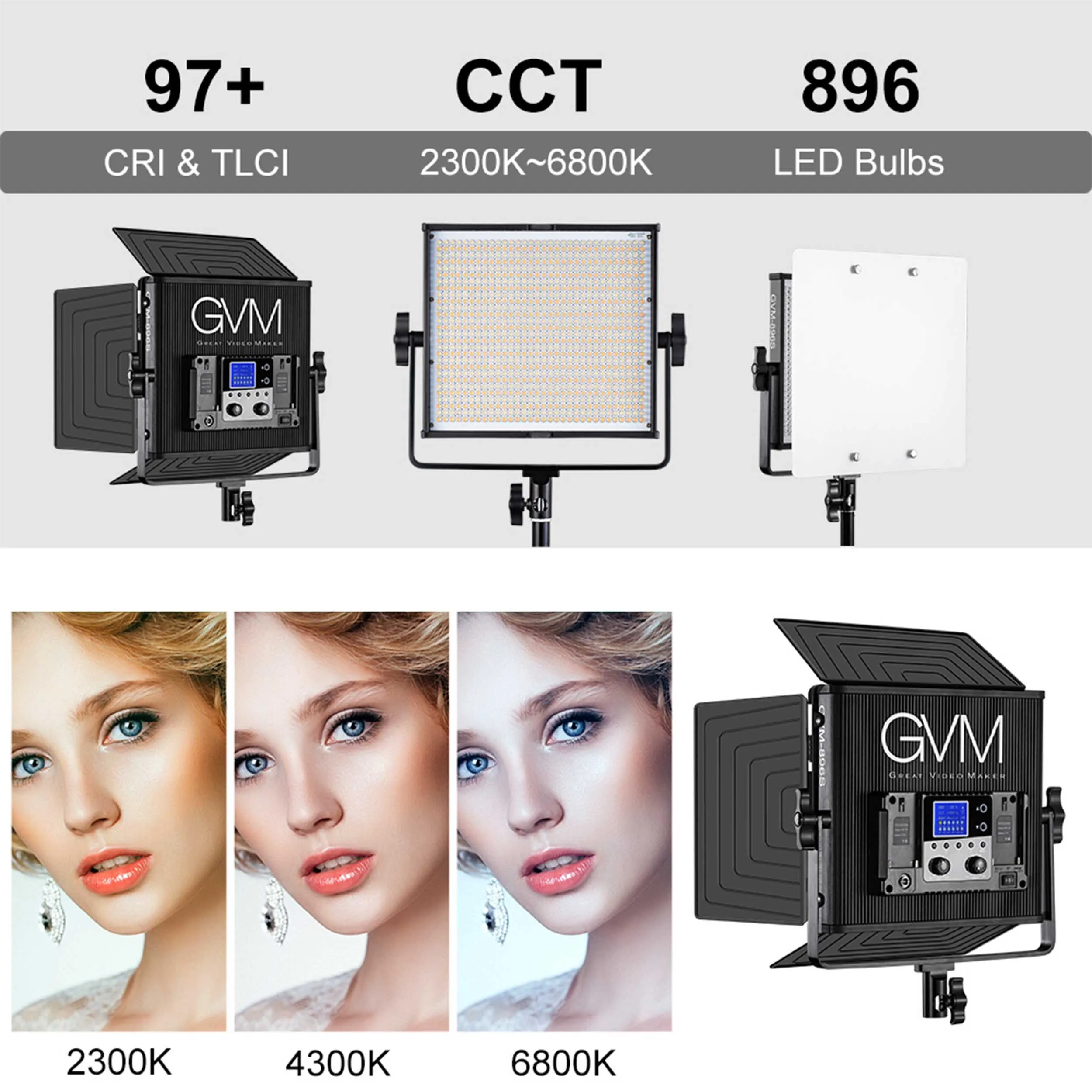 קיט 2 פנסי לד GVM 896S Bi-Color