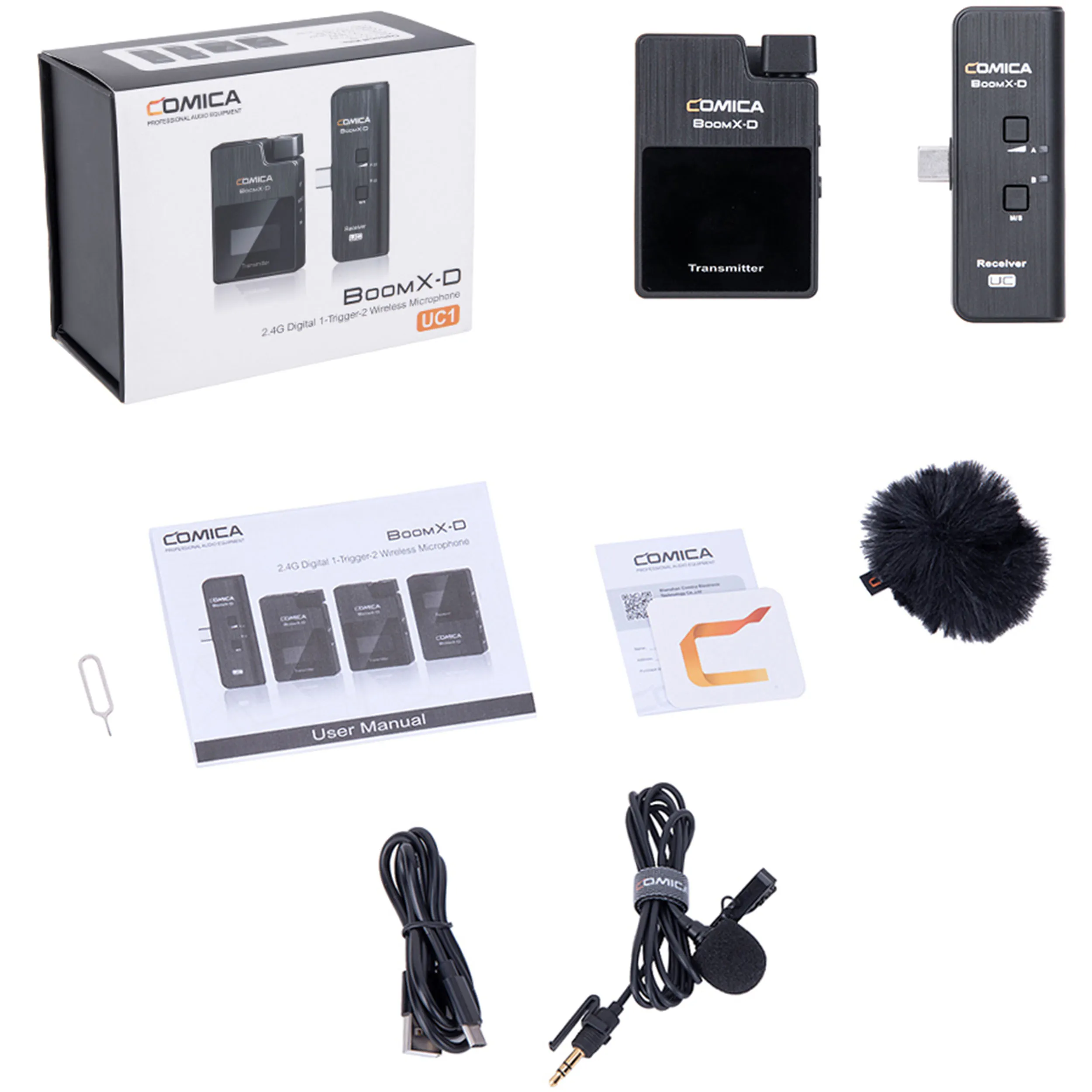 מערכת מיקרופון אלחוטית 2.4GHz לטלפון חכם Comica BoomX-D UC1