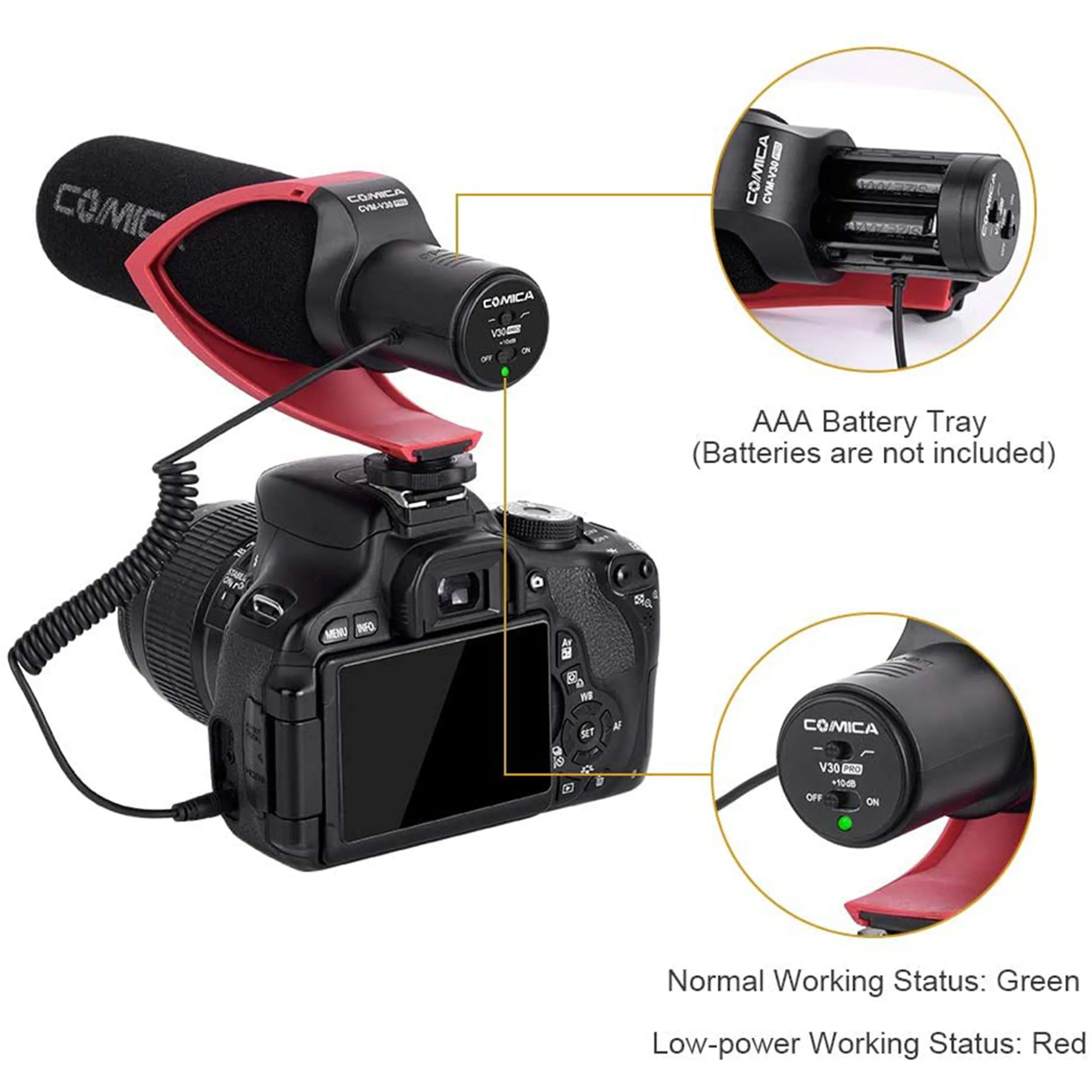 מיקרופון כיווני למצלמה Comica CVM-V30 PRO R
