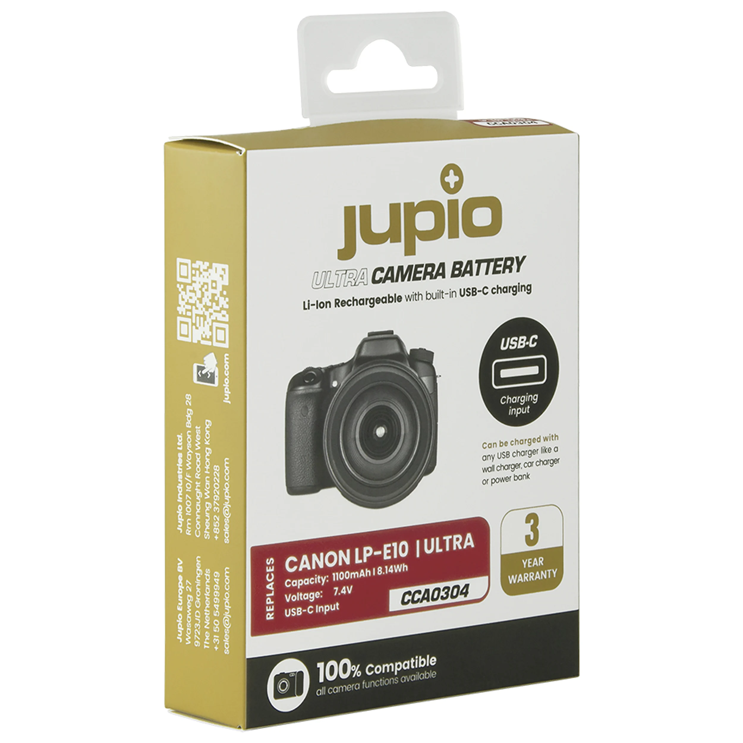 סוללת ליתיום Jupio LP-E10 *ULTRA C* (USB-C input) 1100mAh