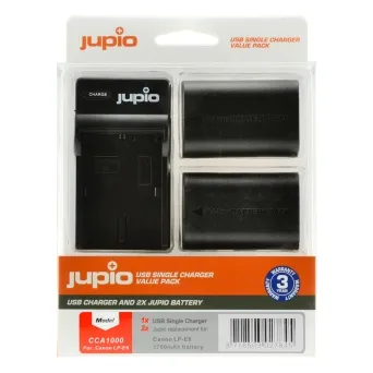 ערכת JUPIO: מטען USB יחיד + 2 סוללות LP-E6