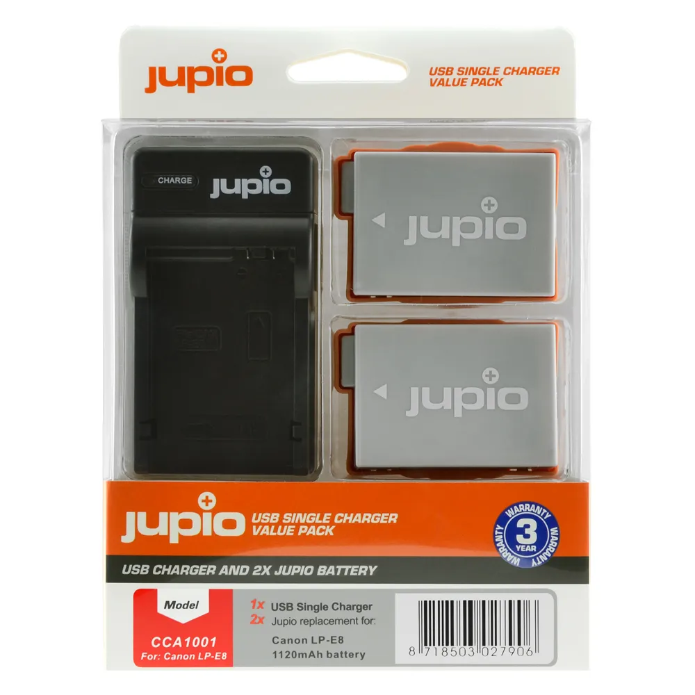 קיט 2 סוללות LP-E8 ומטען USB יחיד