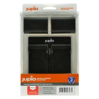 ערכת JUPIO : מטען USB כפול+2 סוללות LP-E6