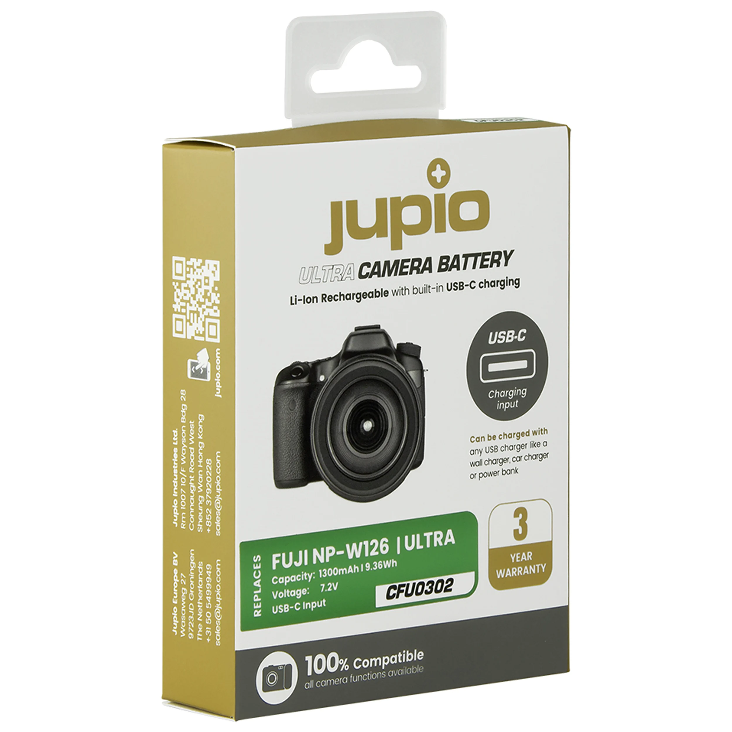 סוללת ליתיום Jupio NP-W126S *ULTRA C* (USB-C input) 1300mAh