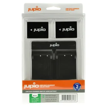 ערכת JUPIO: מטען USB כפול + 2 סוללות NP-W126S