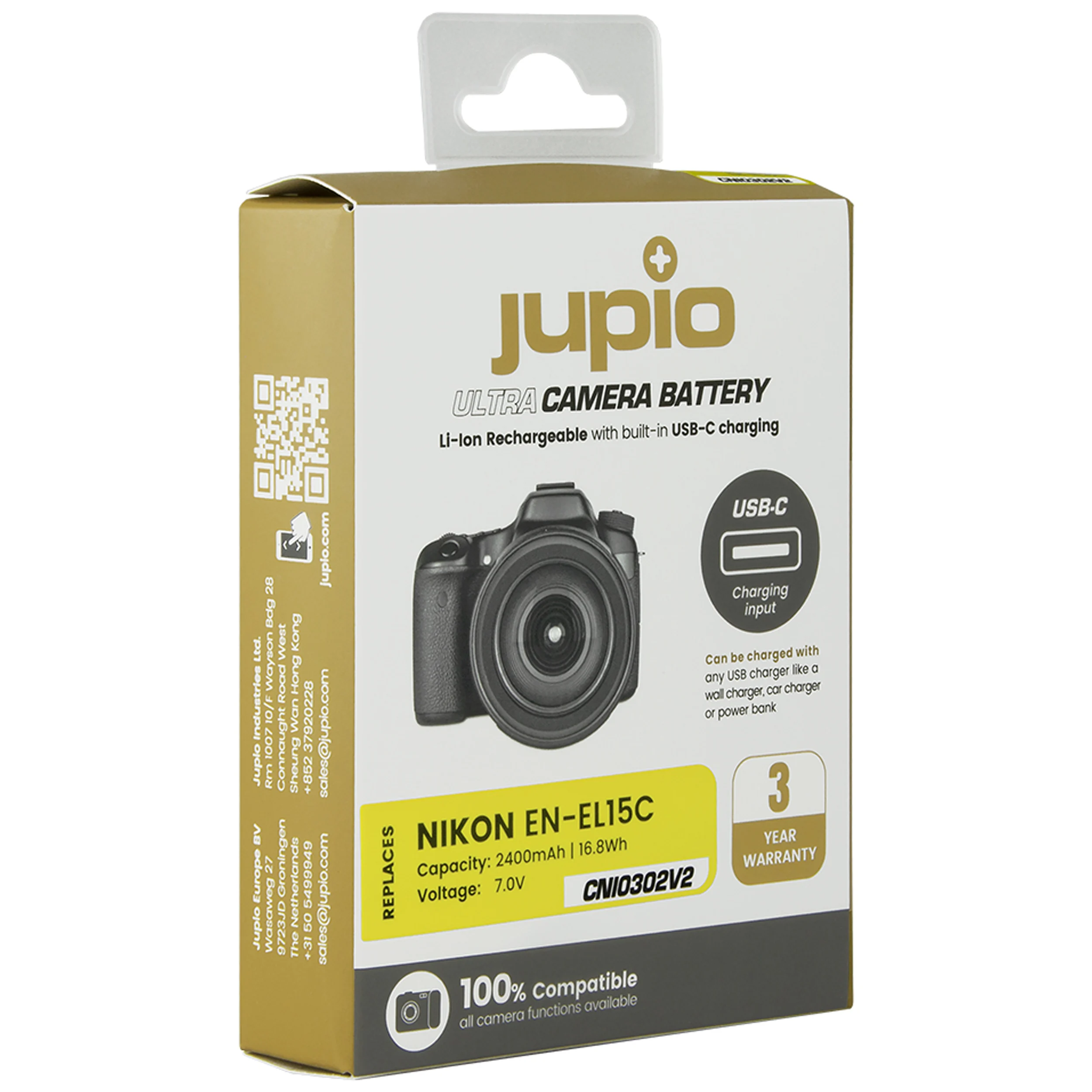 סוללת ליתיום Jupio EN-EL15C *ULTRA C* (USB-C input) 2400mAh