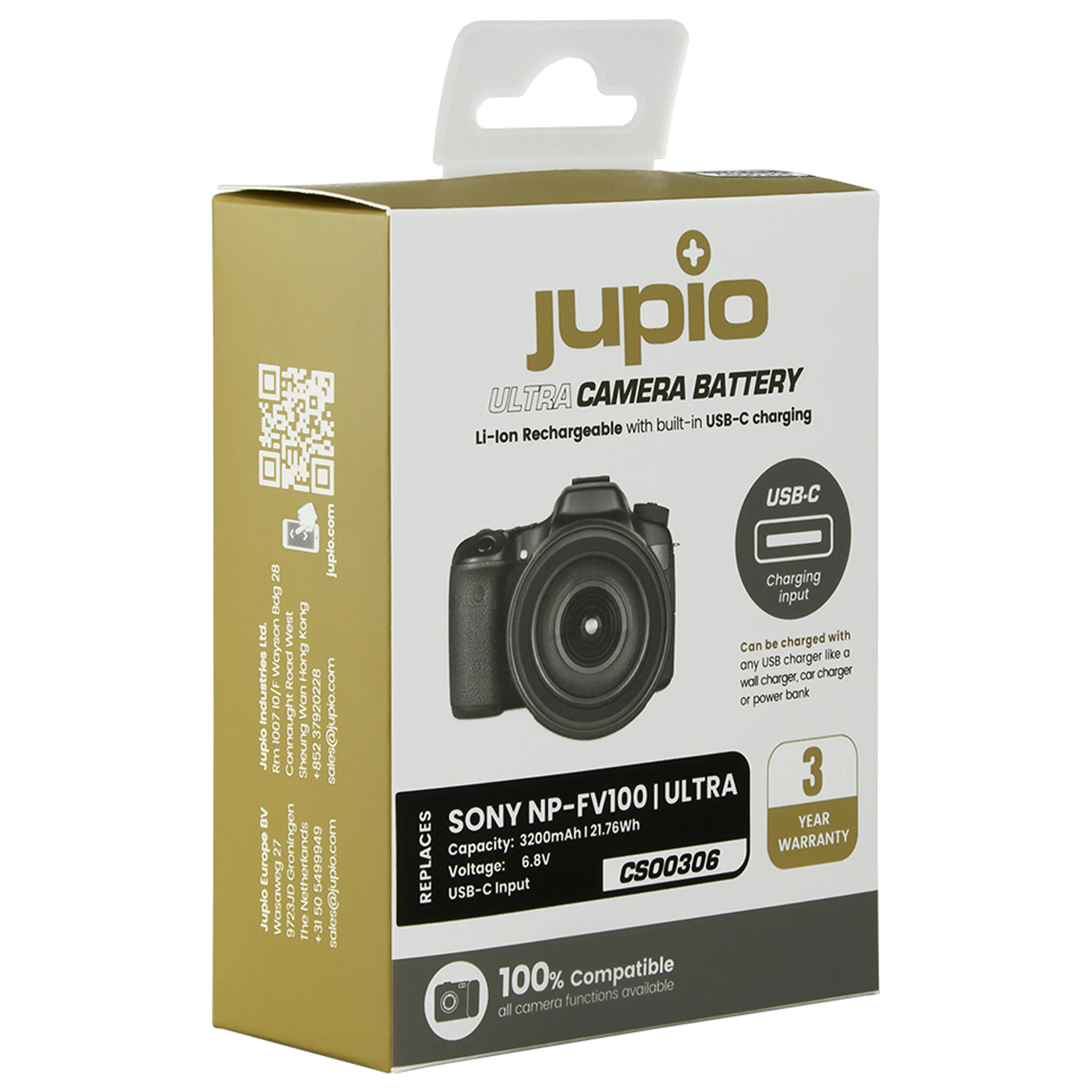 סוללת ליתיום Jupio NP-FV100 *ULTRA C* (USB-C input) 3200mAh