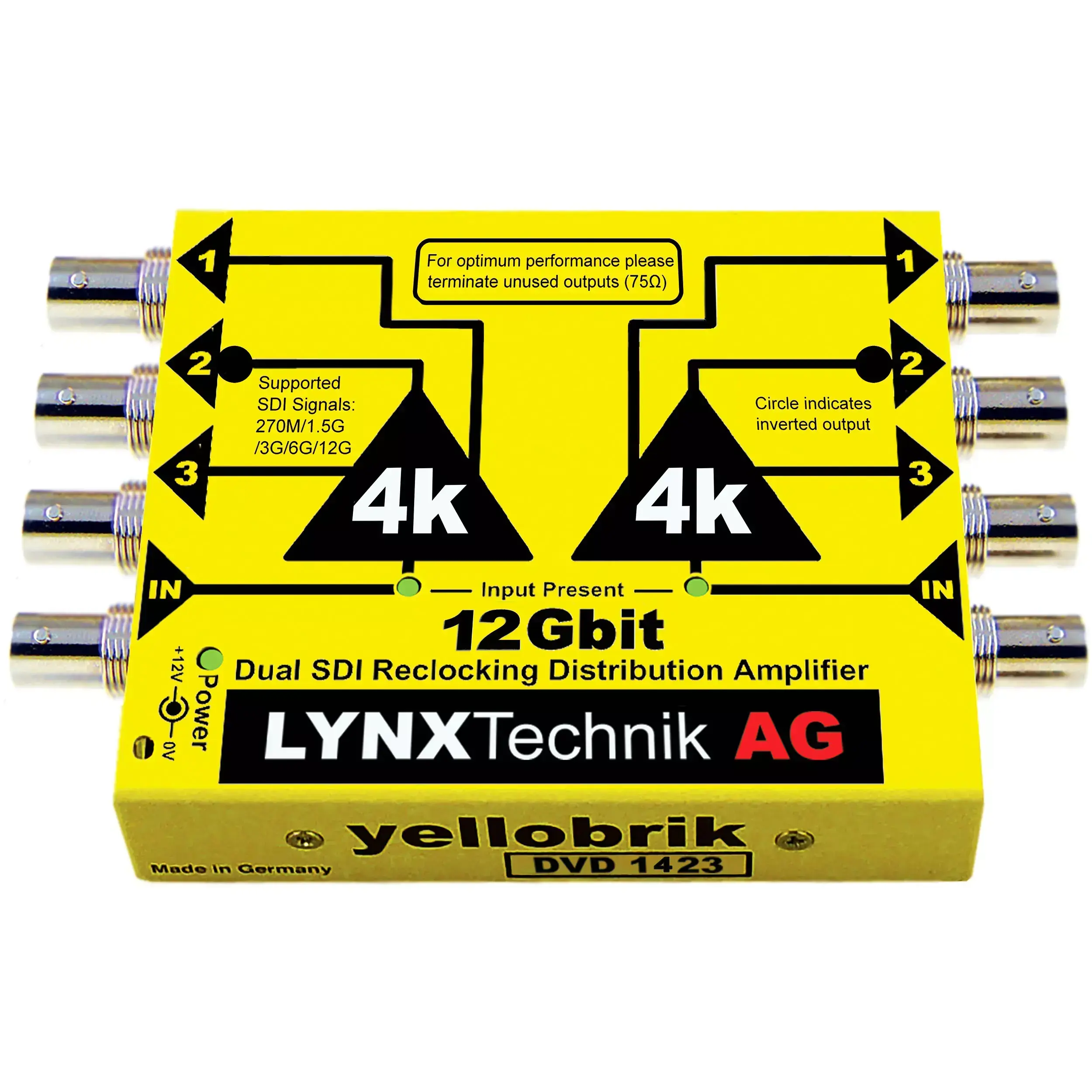 LYNX DVD 1423 12G SDI 2x 1>3 Distribution Amplifier
