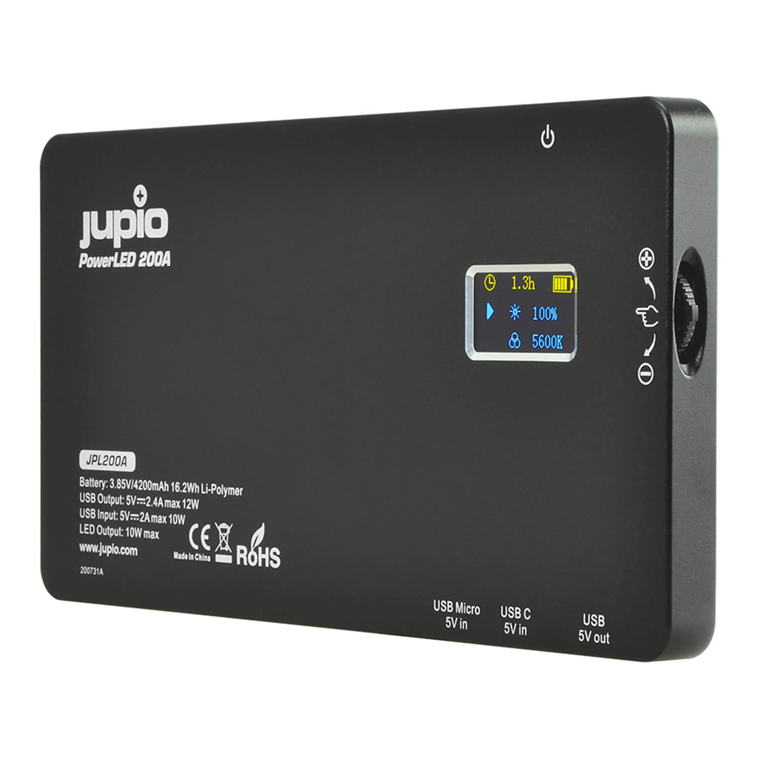פנס 200 לדים Bi-Color סוללה פנימית Jupio PowerLED 200