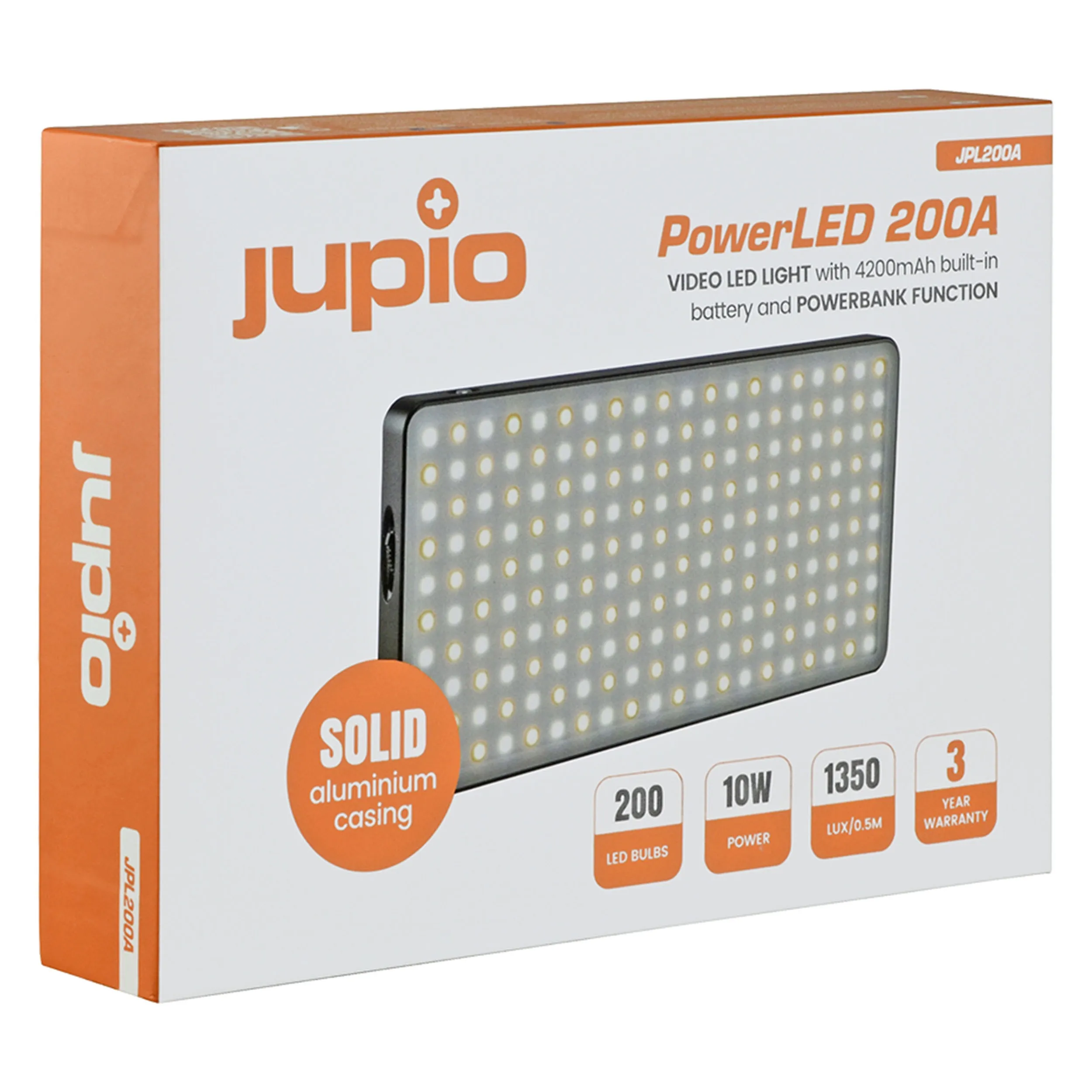 פנס 200 לדים Bi-Color סוללה פנימית Jupio PowerLED 200