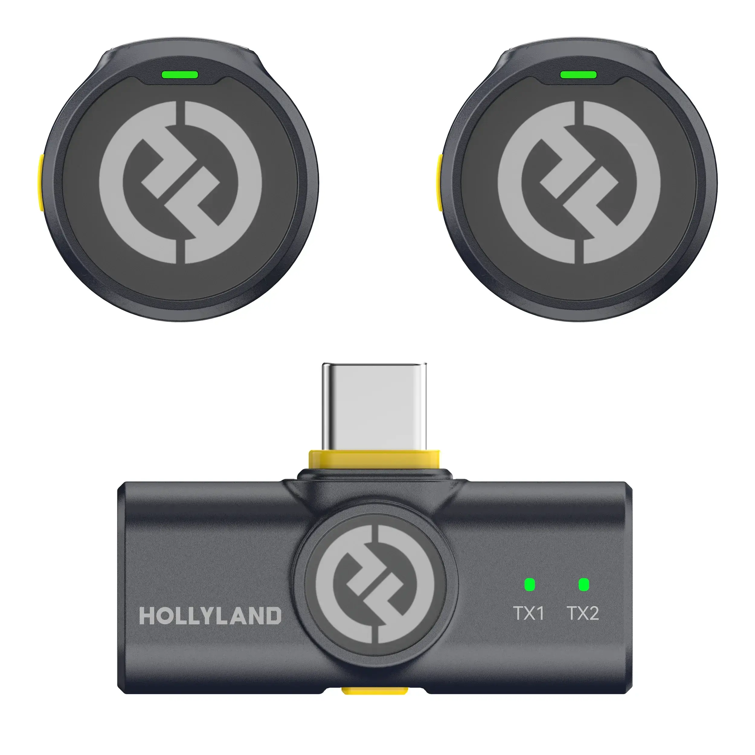מערכת מיקרופון אלחוטית 2 משדרים  HOLLYLAND LARK M2 DUO USB-C--קופסה פתוחה מוצר חדש