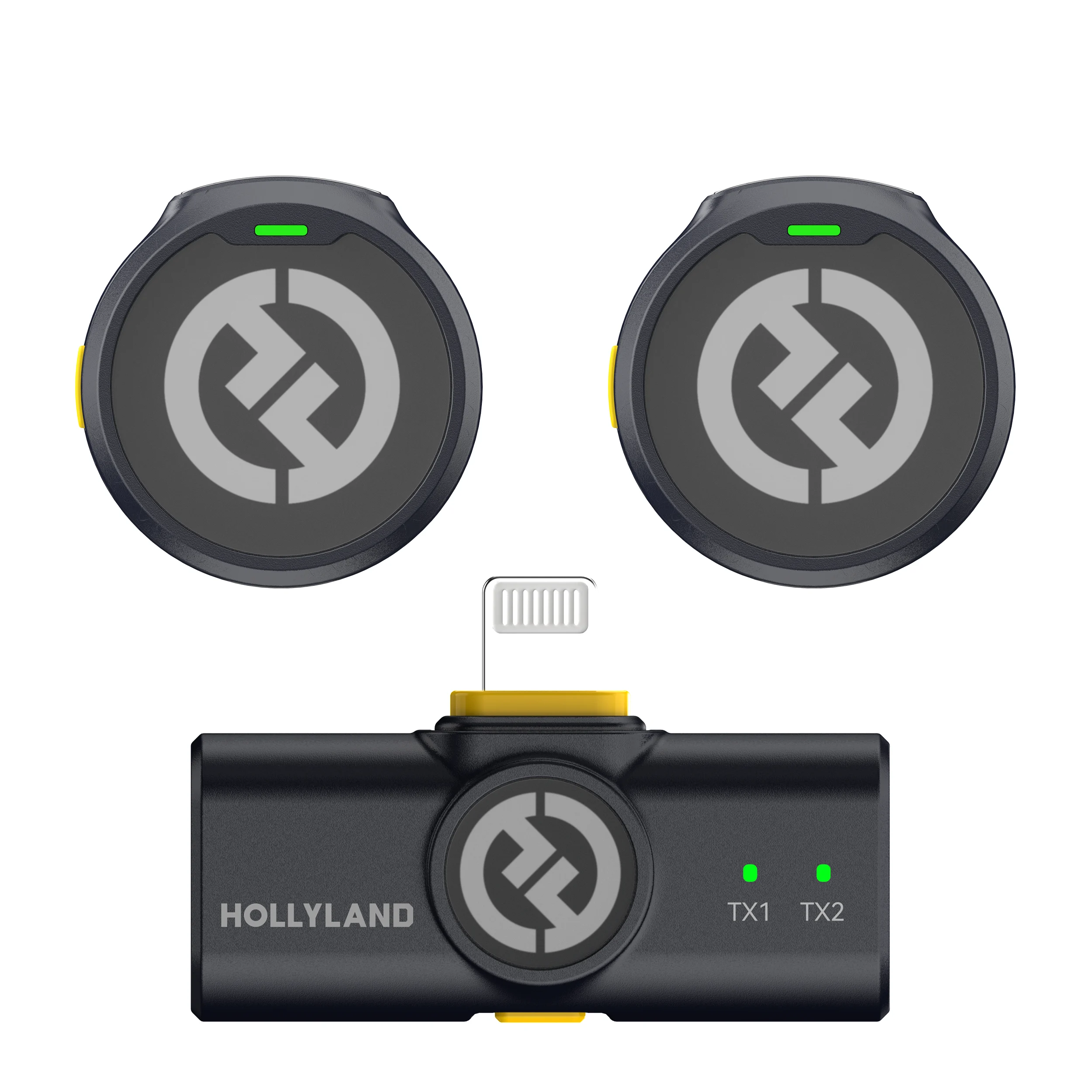 מערכת מיקרופון אלחוטית 2 משדרים  HOLLYLAND LARK M2 DUO IPHONE  (Lighting Plug)
